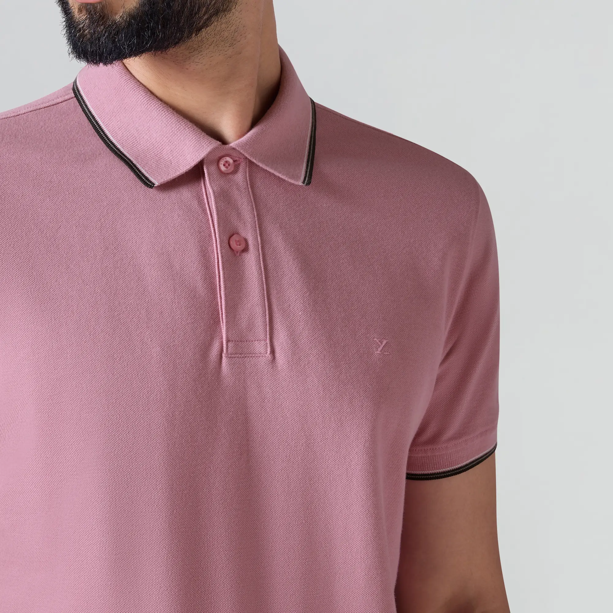 Accent Cotton Polo T-shirt - Blush Pink - Image 6