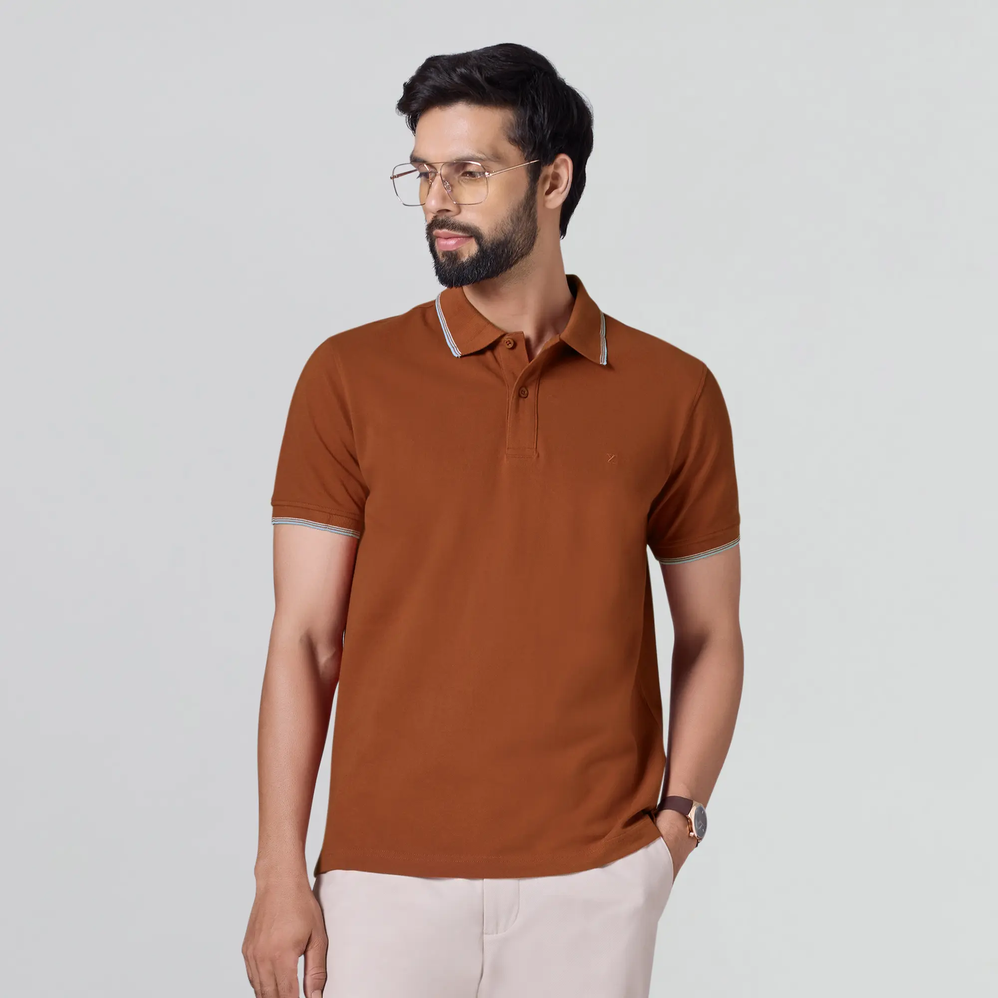 Accent Cotton Polo T-shirt - Brick Red