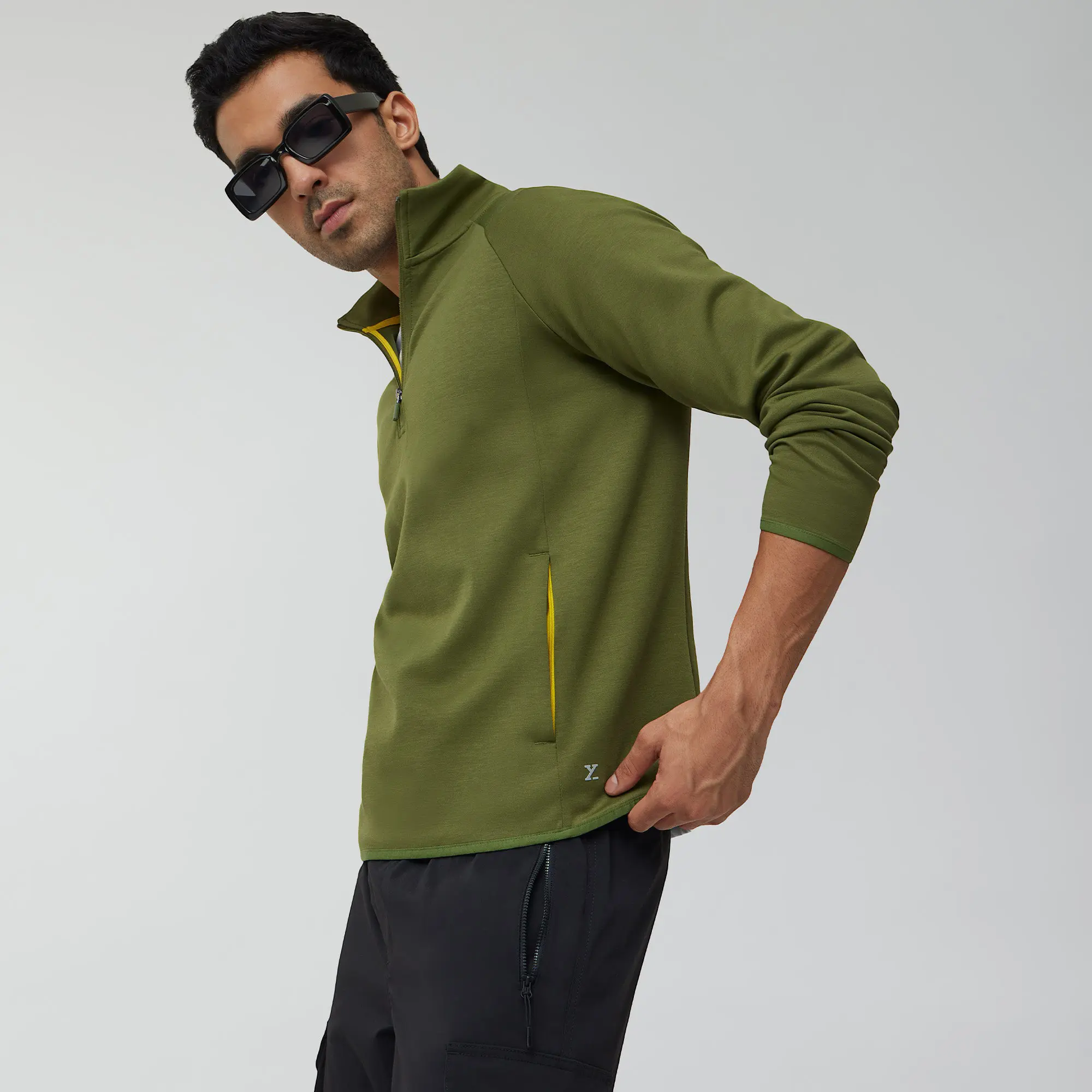 Alpha Half Zip Sweatshirt Olive Green - Image 2
