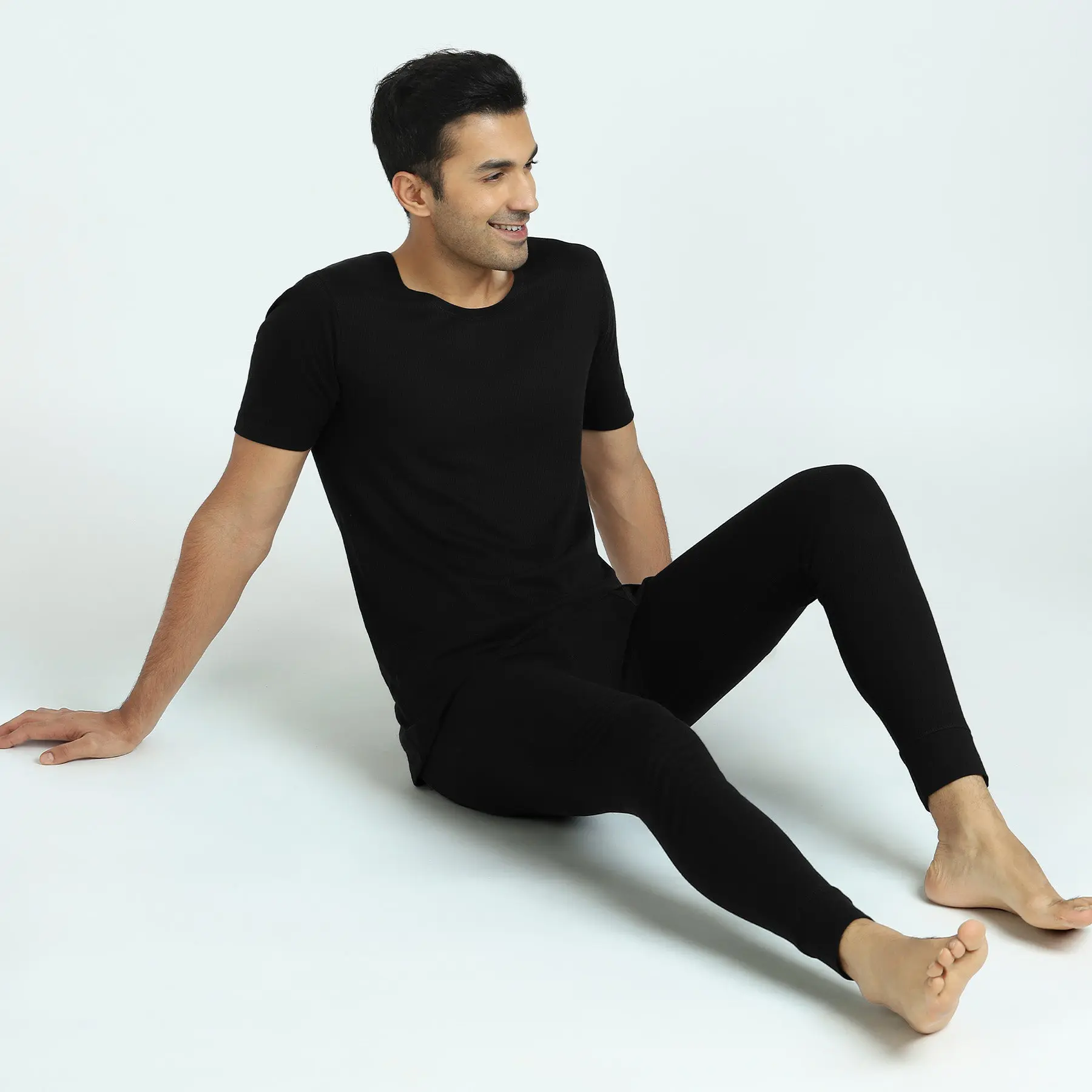 Cotton Rich Short Sleeve Thermal Set Pitch Black - Image 3
