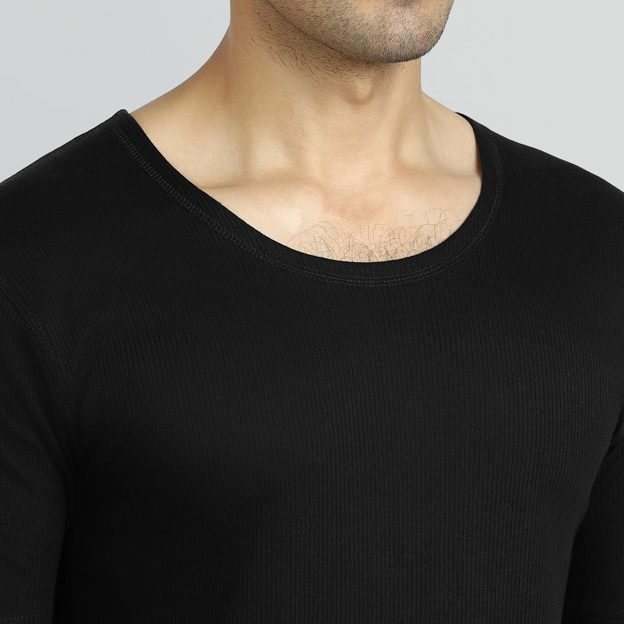 Cotton Rich Thermal Short Sleeve Vest Pitch Black - Image 6