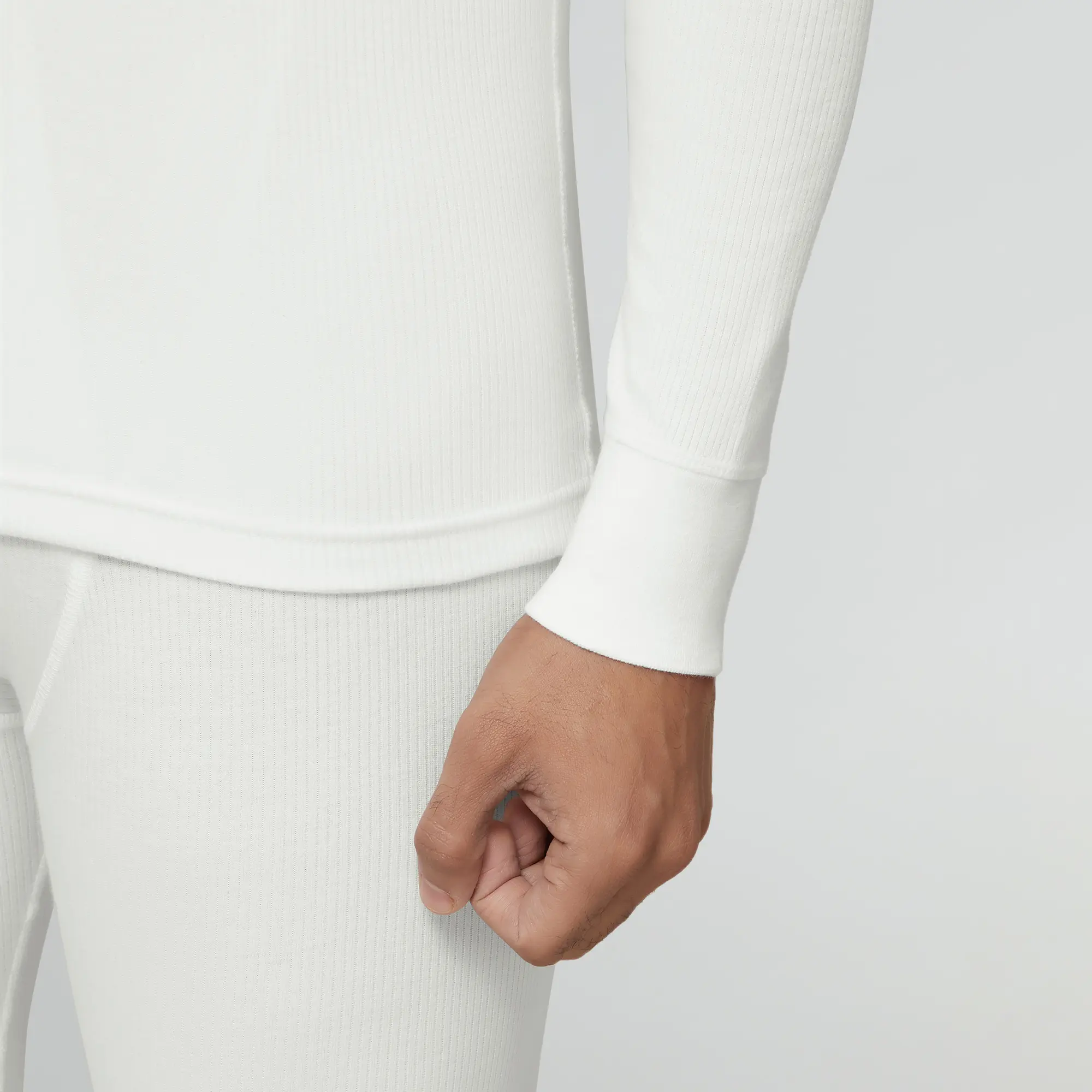 Cotton Rich Thermal Long Sleeve Vest Ivory White - Image 6