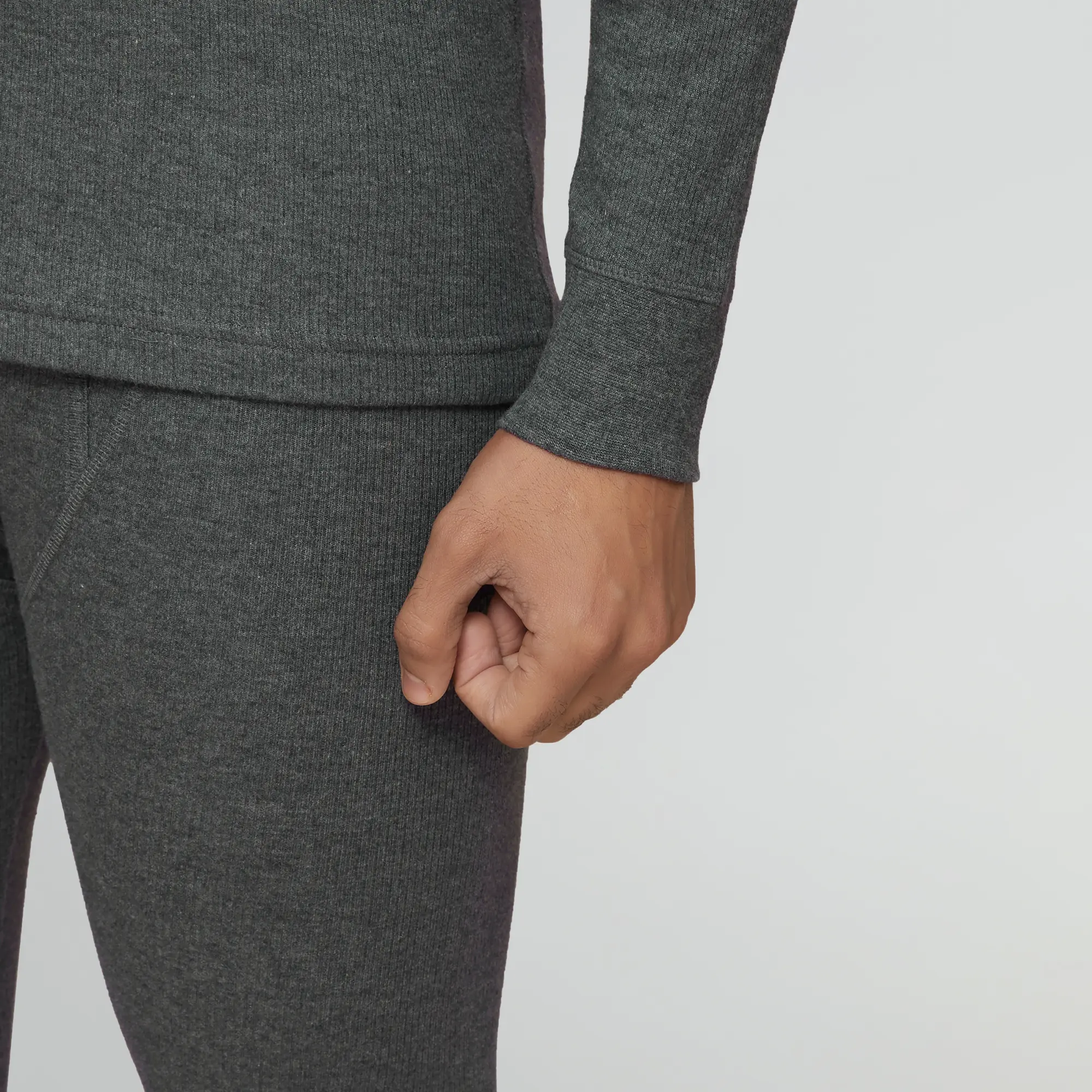 Cotton Rich Thermal Long Sleeve Vest Graphite Grey - Image 6