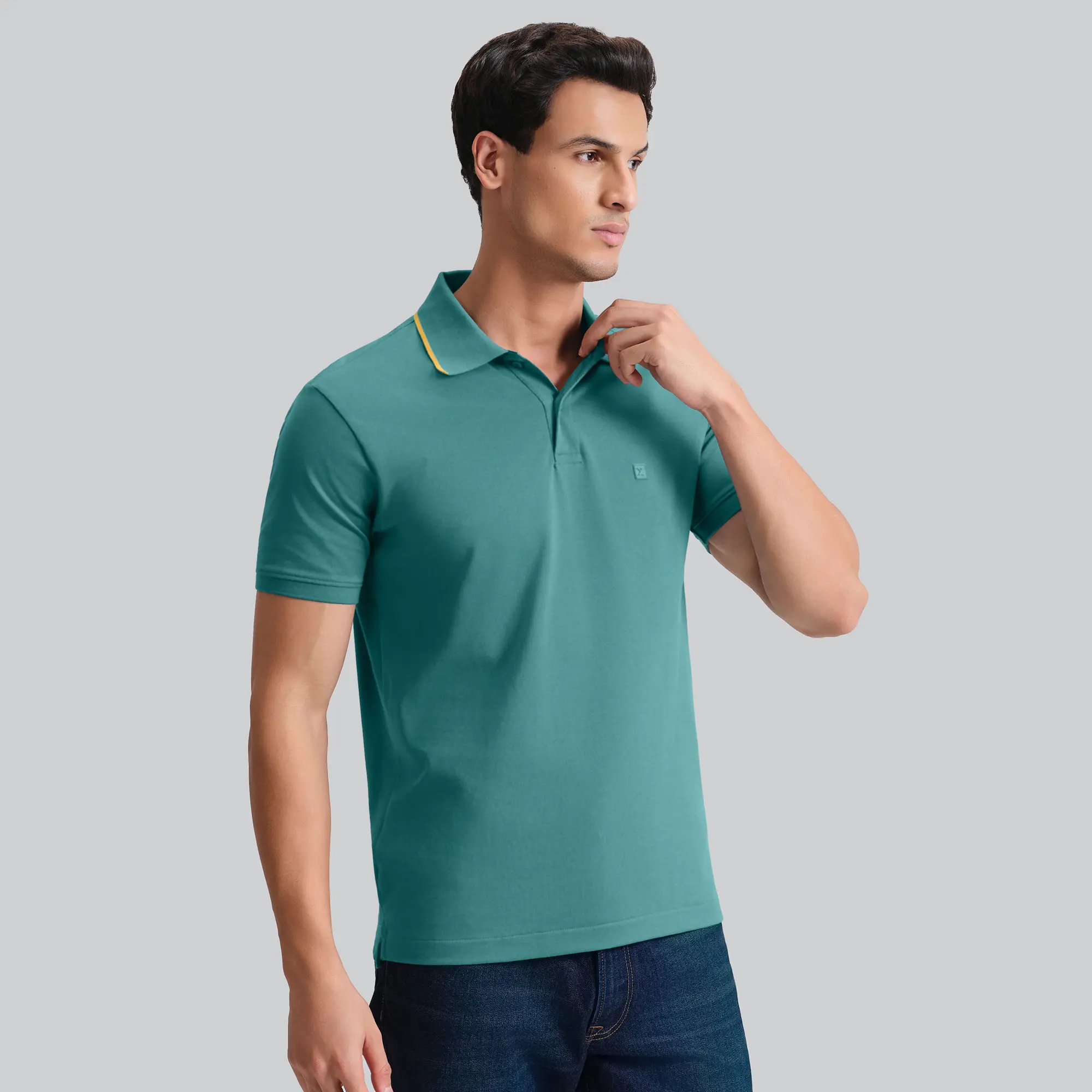 Pique Polo T-shirt - Aqua Green - Image 4