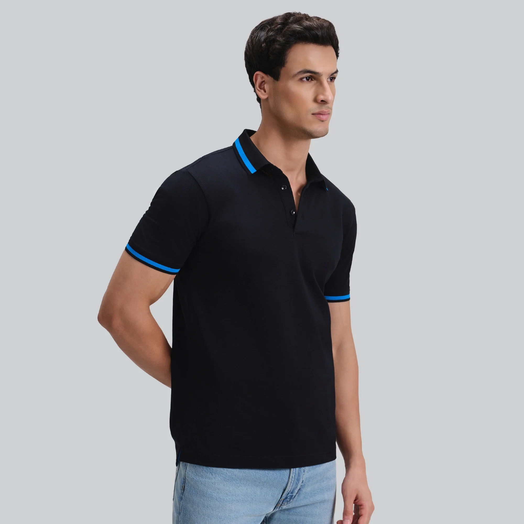 Pique Polo T-shirt - Black Knight - Image 5