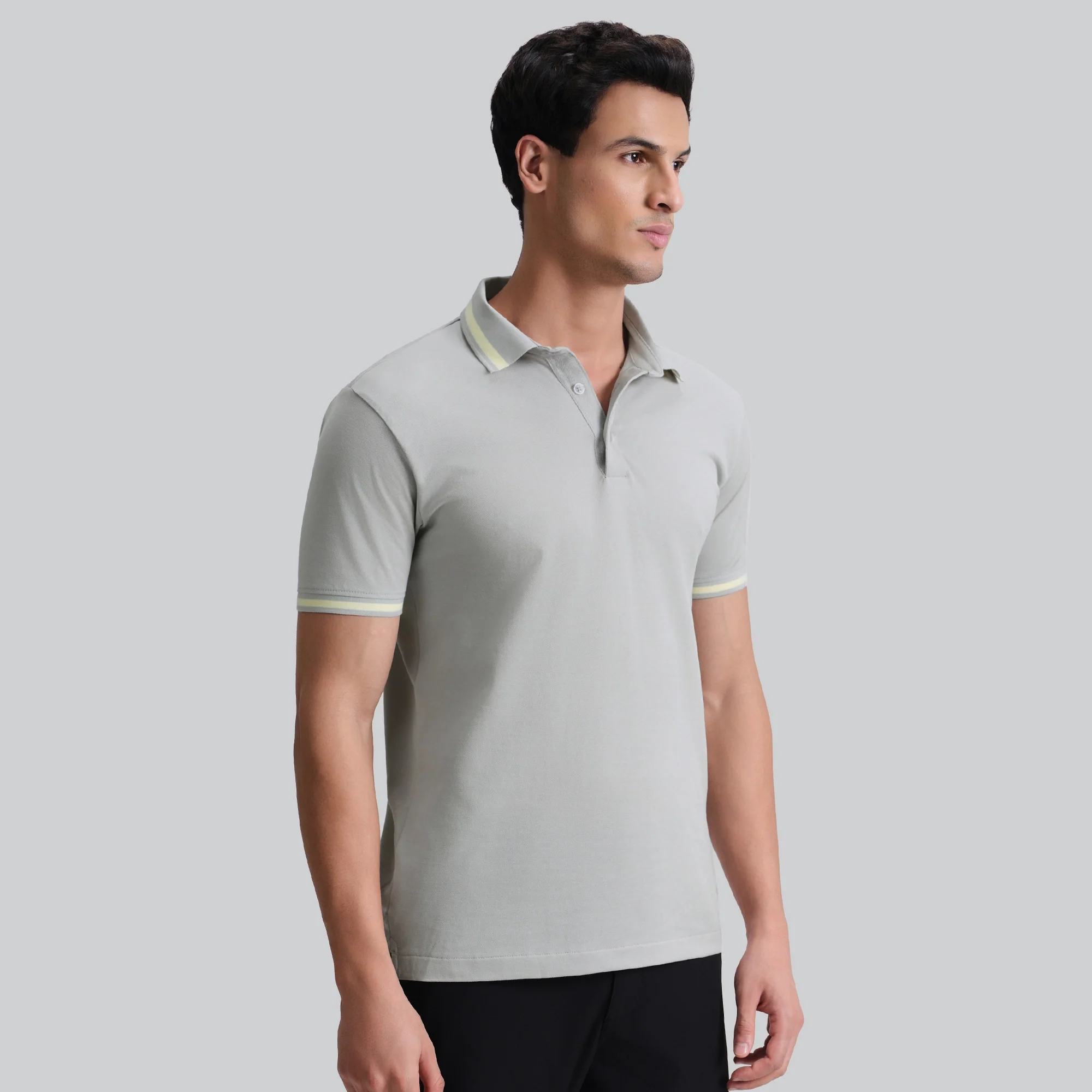 Pique Polo T-shirt - Grey Mist - Image 5