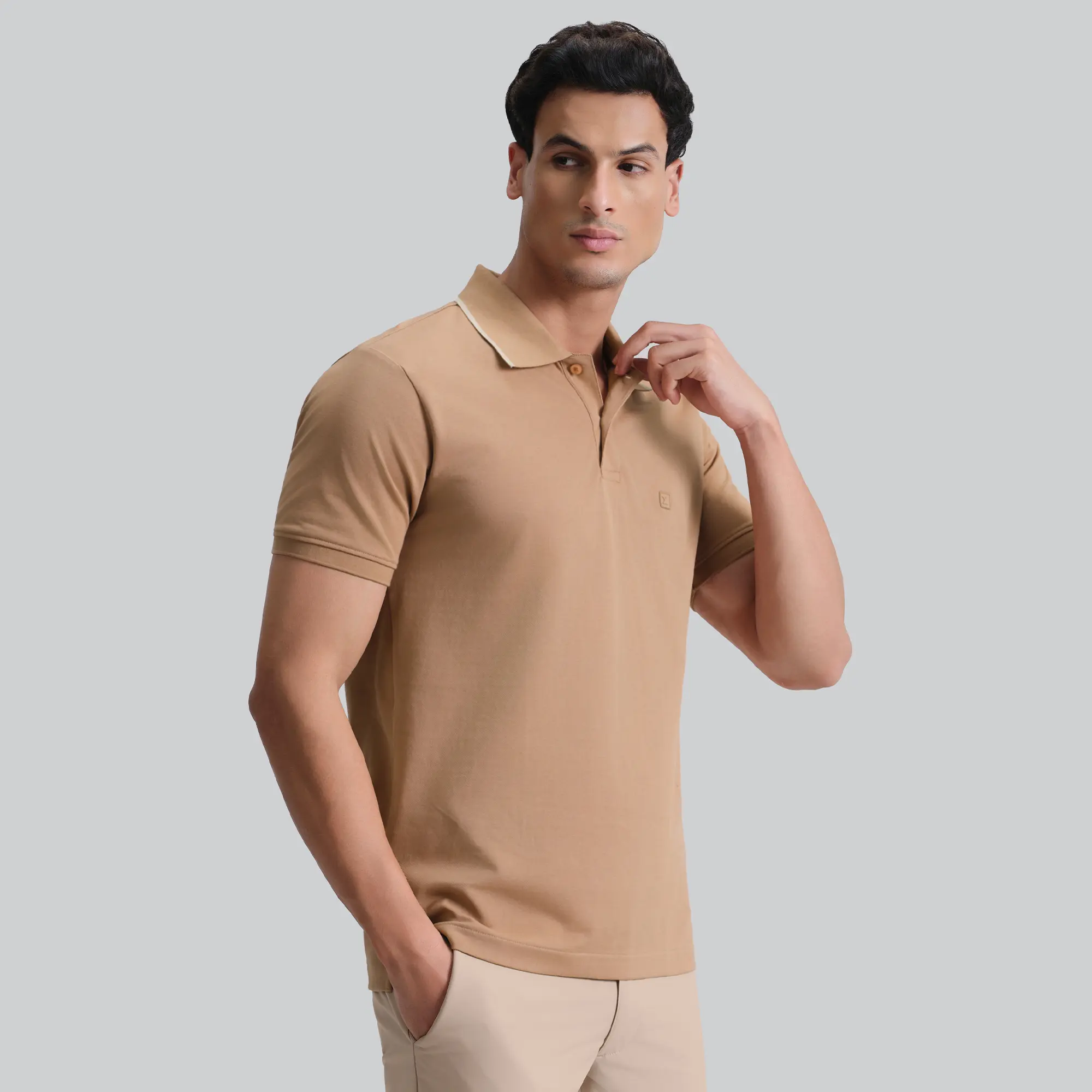 Pique Polo T-shirt - Mocha Brown - Image 4