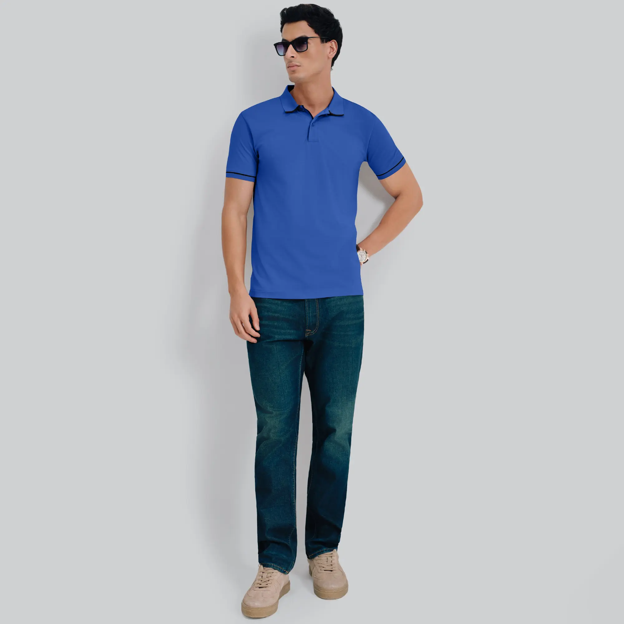Pique Polo T-shirt - Olympic Blue - Image 4