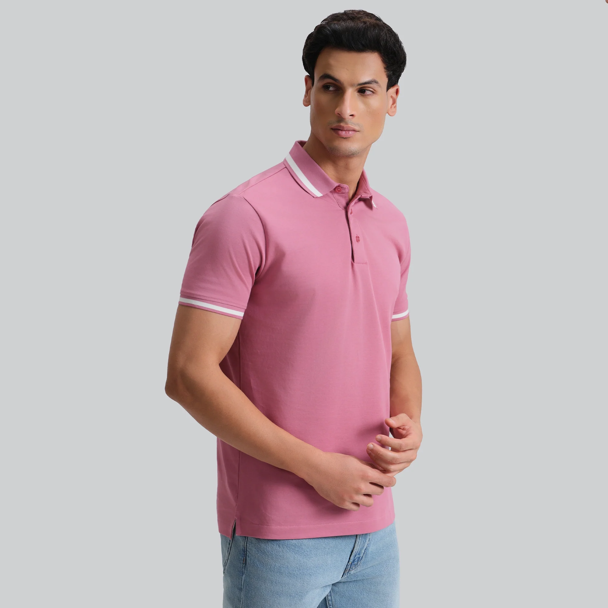 Pique Polo T-shirt - Vintage Pink - Image 5
