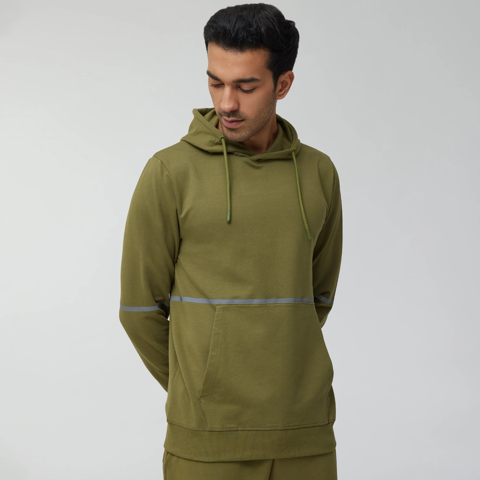 Ascent French Terry Cotton Blend Hoodie and Joggers Co-Ord Olive Green - Image 3