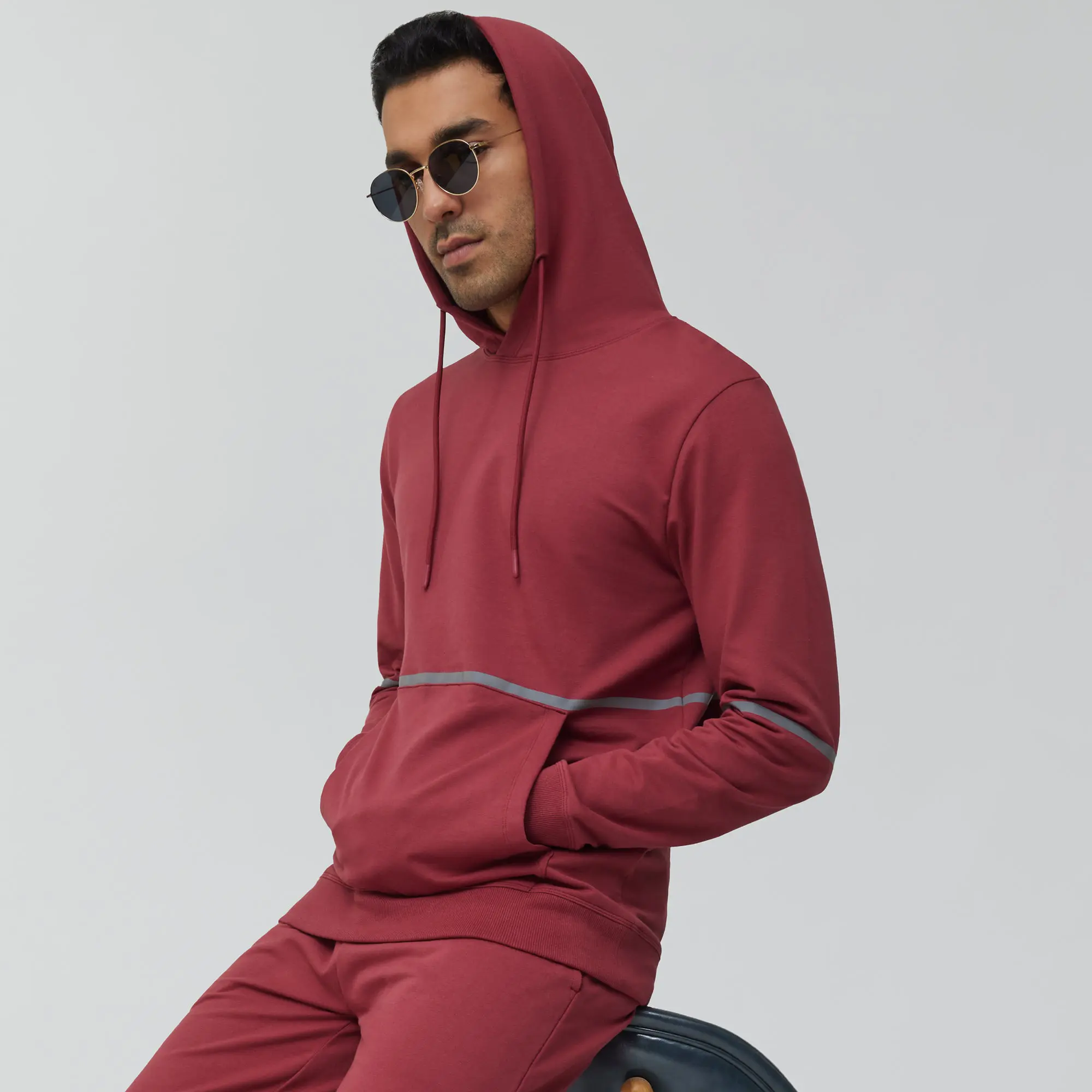 Ascent French Terry Cotton Blend Hoodies Crimson Red - Image 4