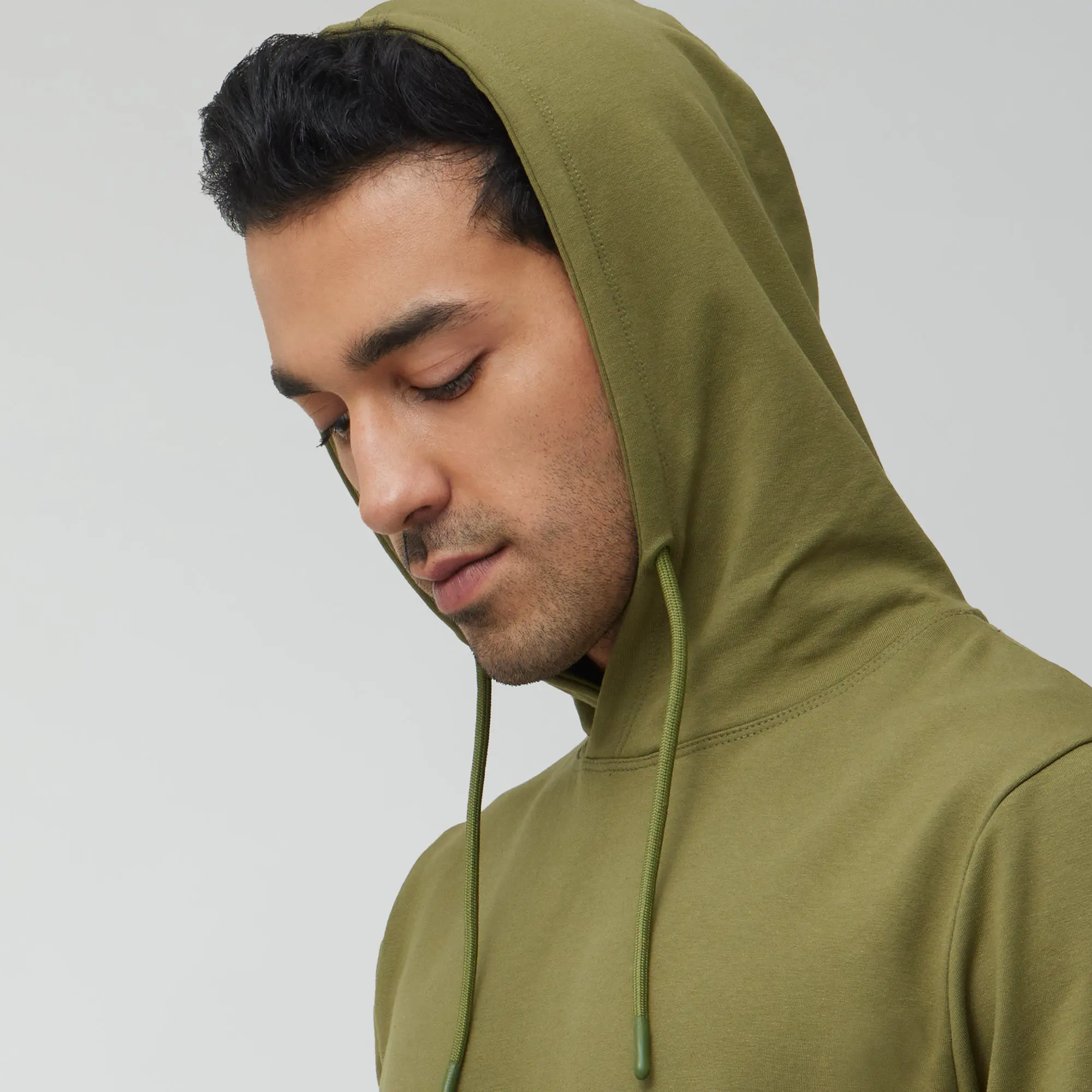 Ascent French Terry Cotton Blend Hoodies Olive Green - Image 3