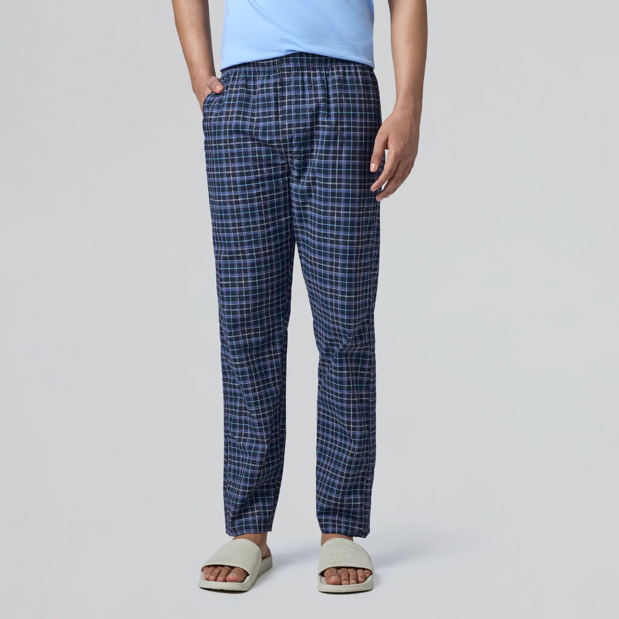 Checkmate Combed Cotton Pyjamas Midnight Blue - Image 3