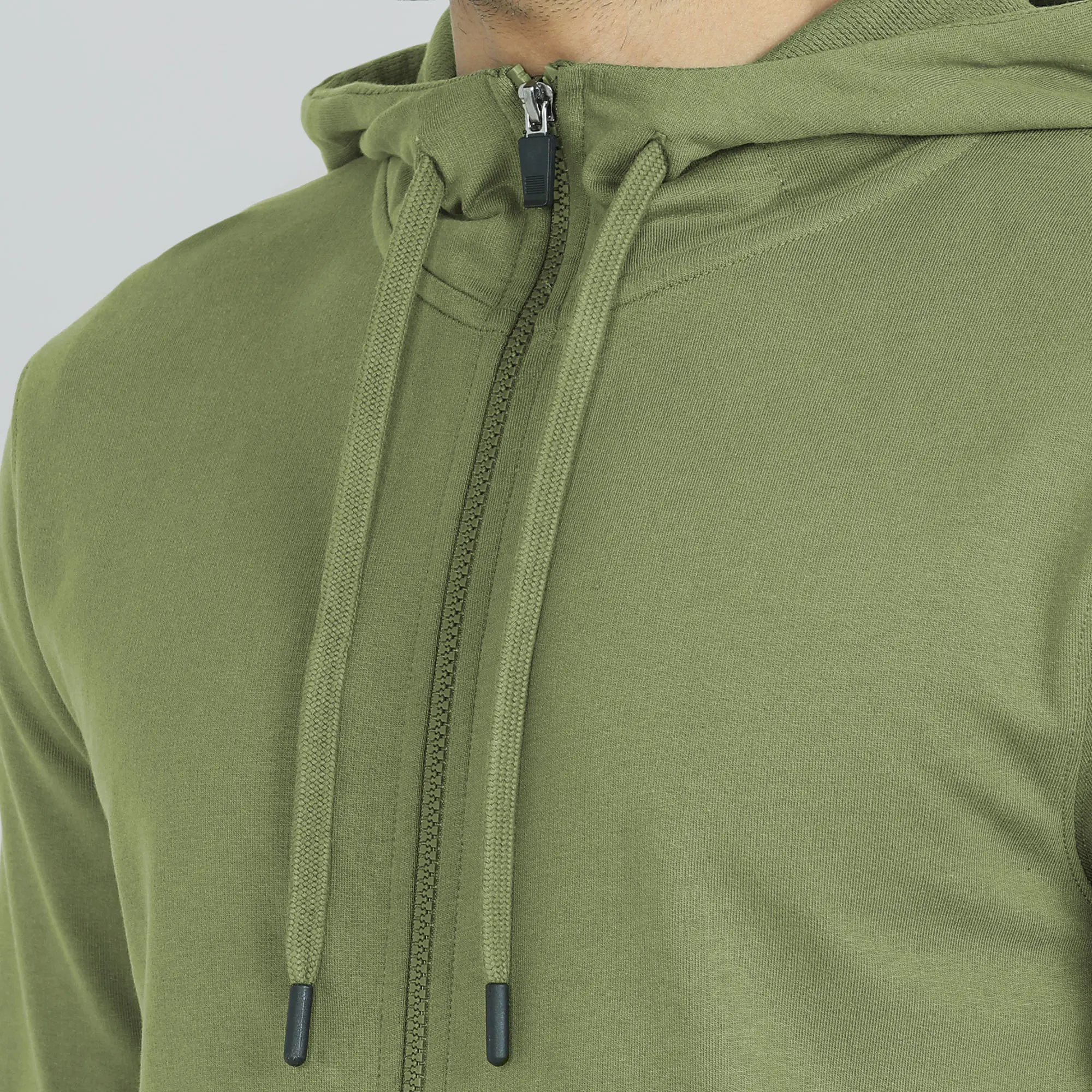 Cruze French Terry Cotton Hoodie Jackets Olive Green - Image 6