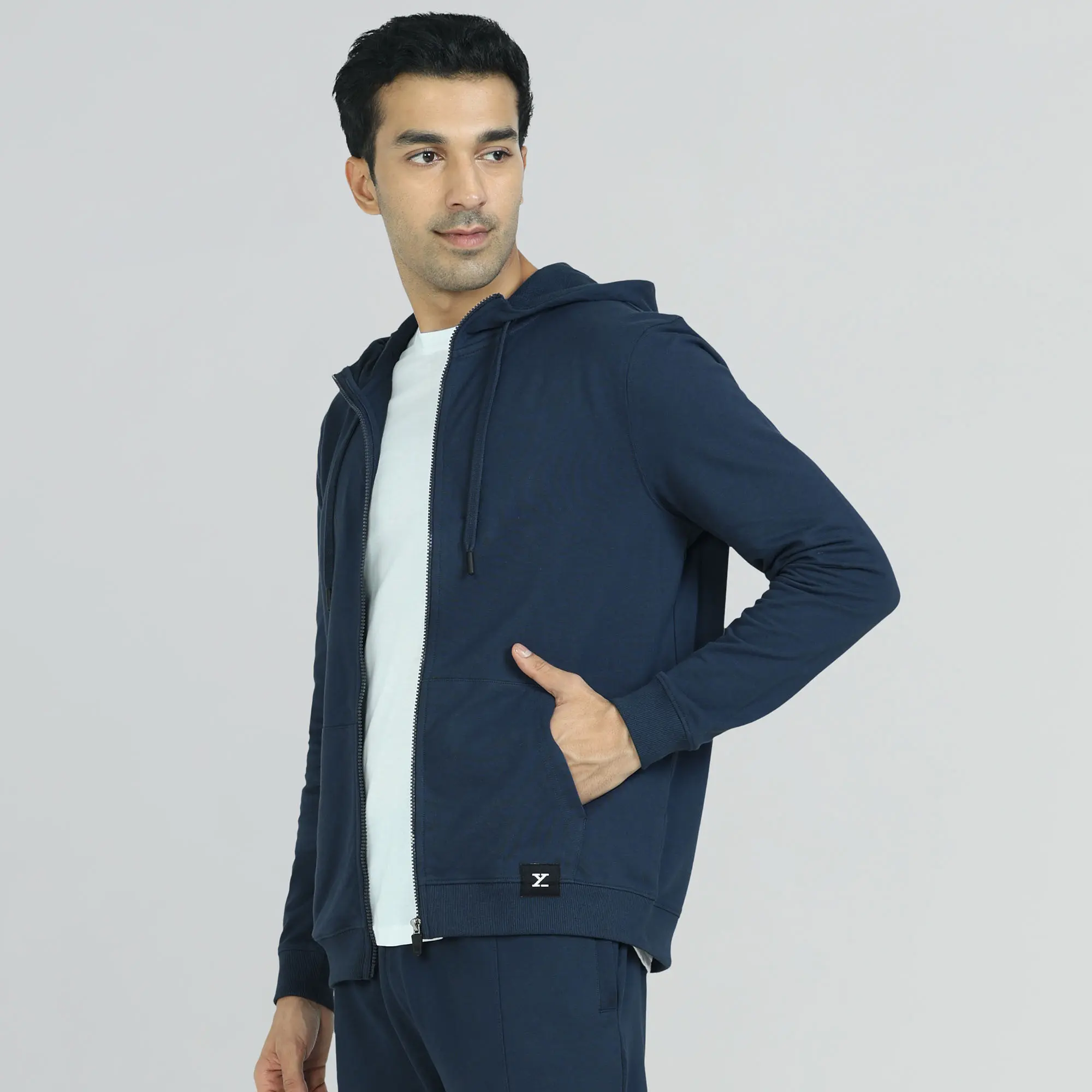 Cruze French Terry Cotton Hoodie Jackets Opal Blue - Image 5