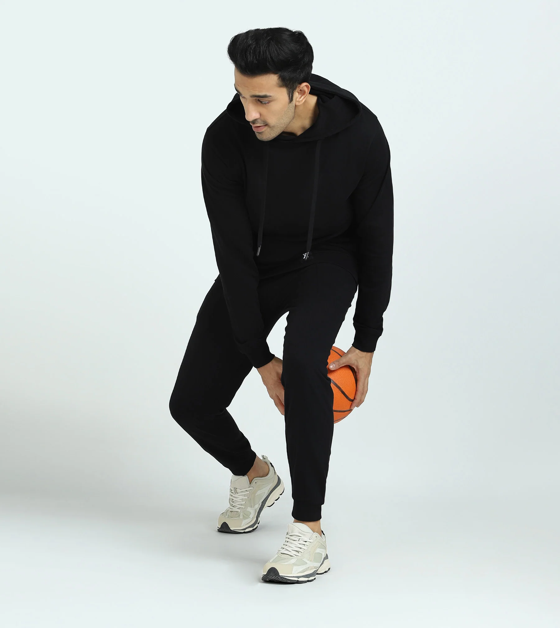 Cruze French Terry Cotton Hoodie and Joggers Co-Ord Set Pitch Black - Image 2