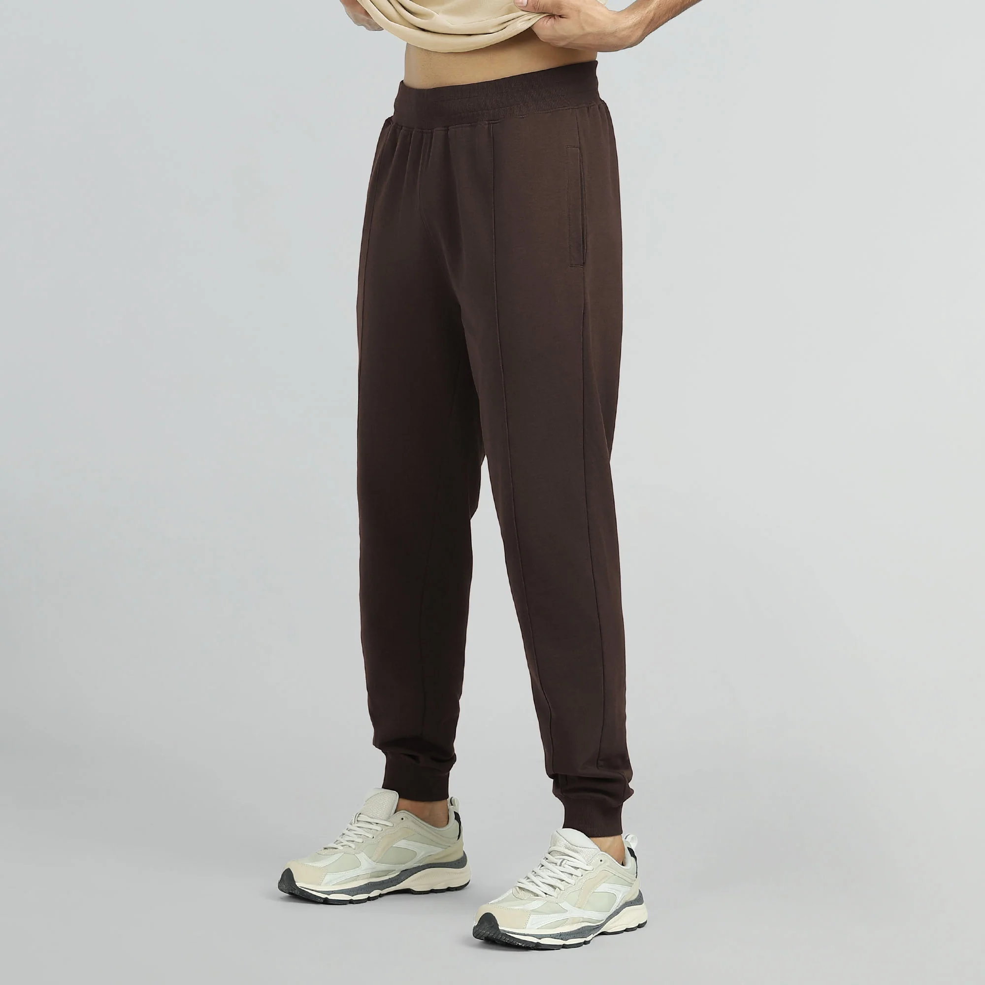 Cruze French Terry Cotton Joggers Malt Brown - Image 4