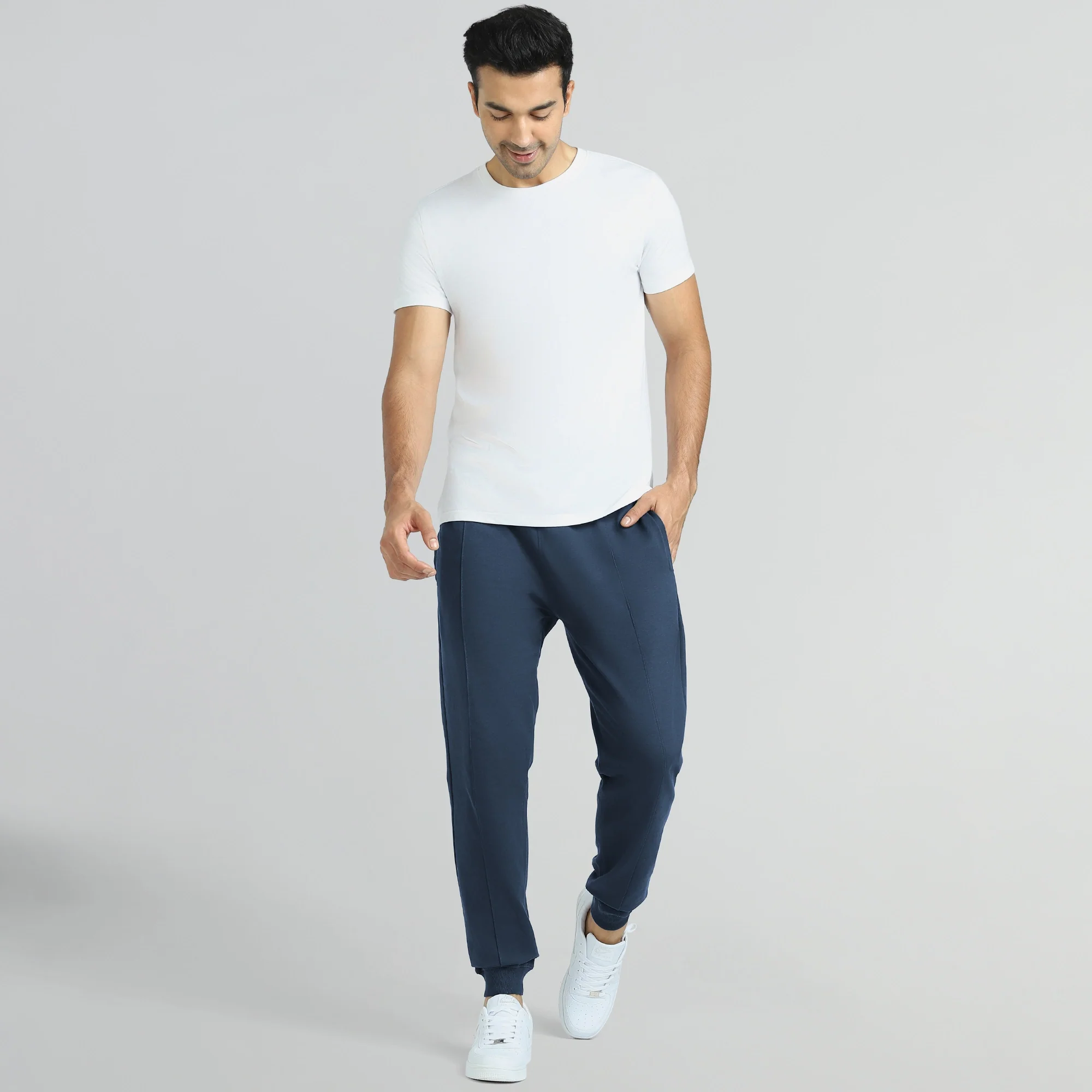 Cruze French Terry Cotton Joggers Opal Blue - Image 3