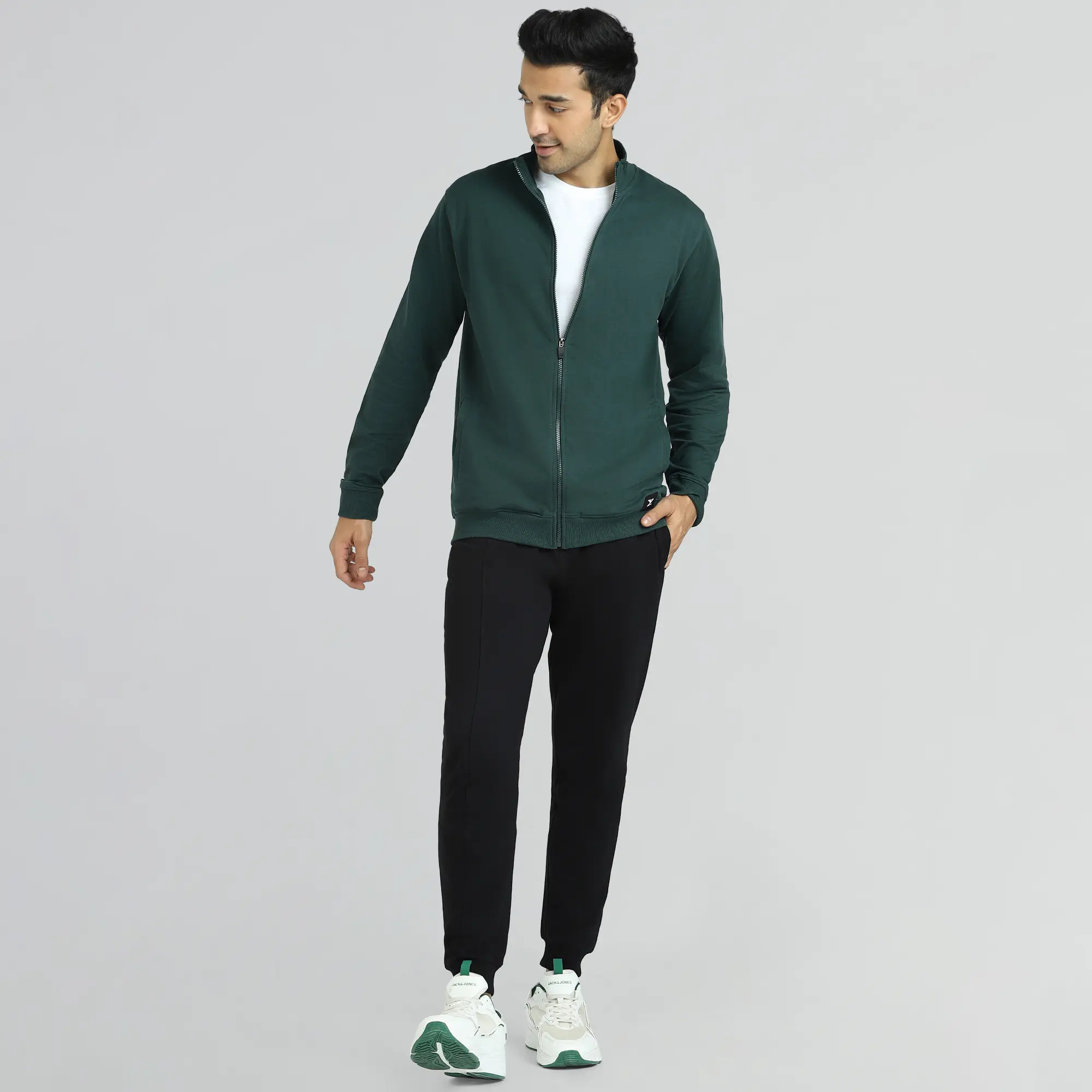 Cruze French Terry Cotton Zip Ups Forest Green - Image 3