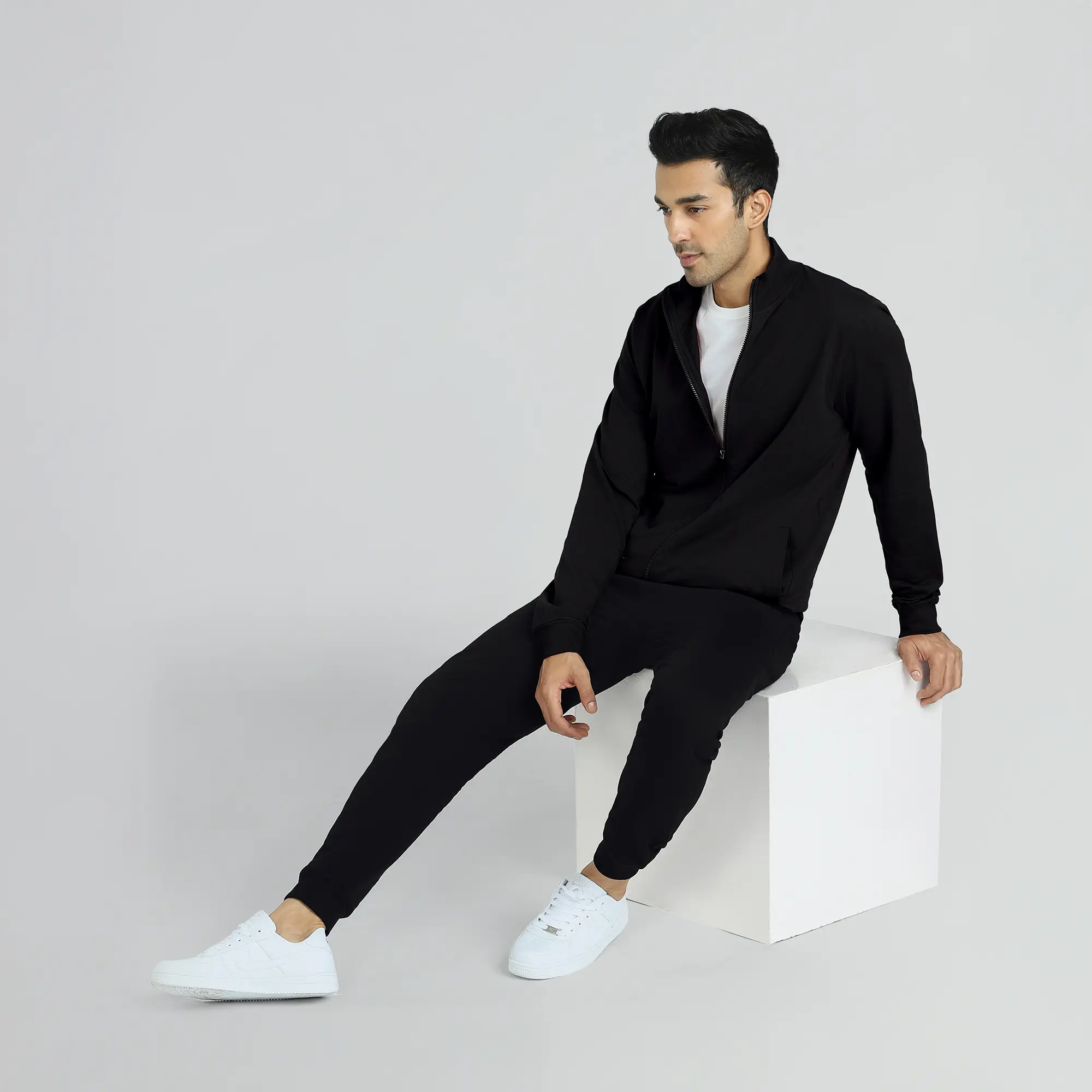 Cruze French Terry Cotton Zip Ups Pitch Black - Image 6
