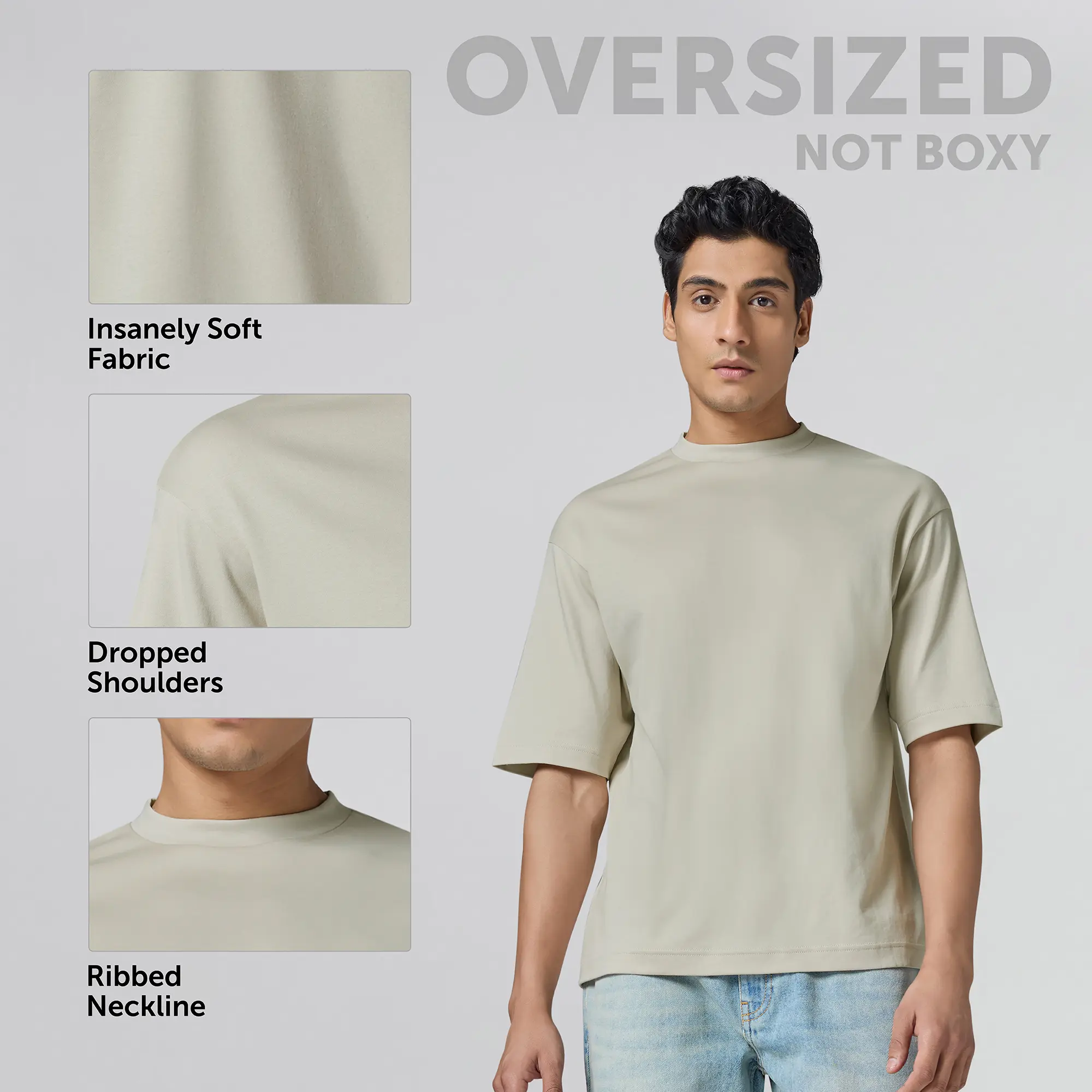 Drift Cotton Oversized T-shirts Ivory White - Image 2
