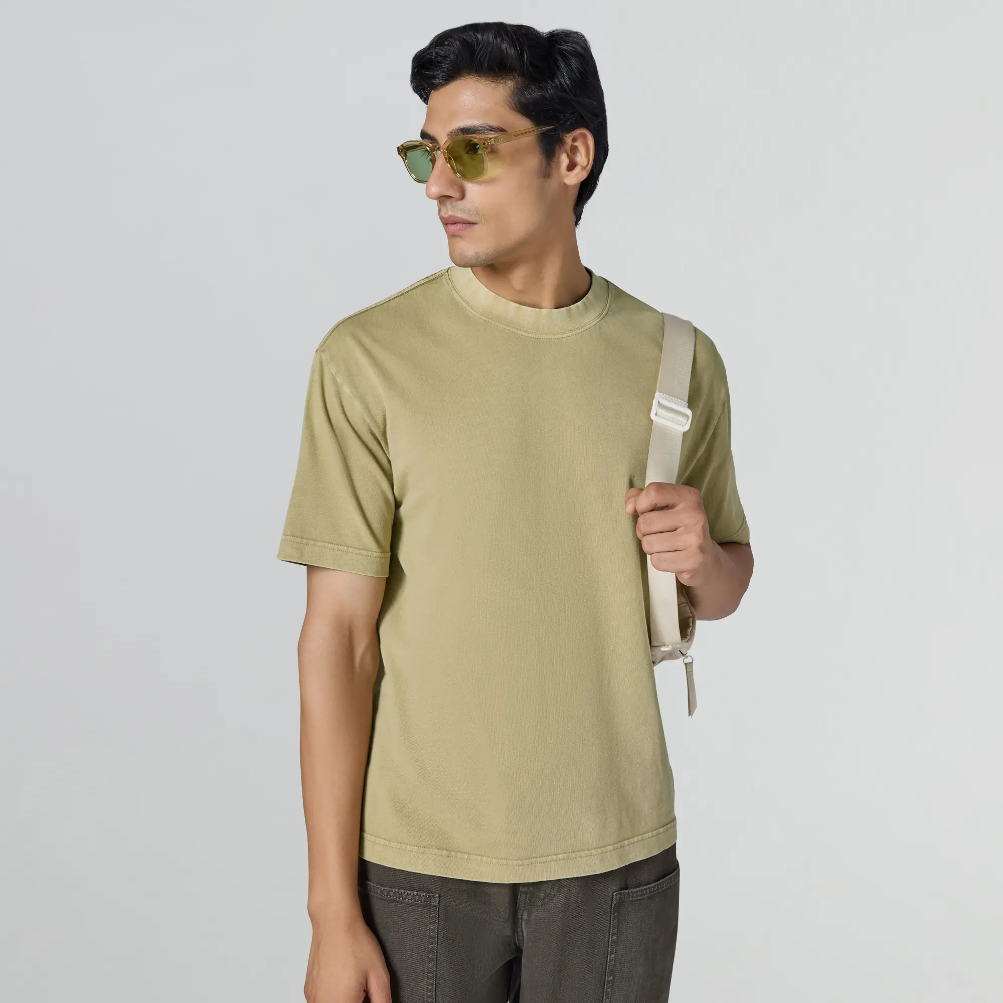 Haze Relaxed Fit Washed T-shirt - Camel Brown - Image 5