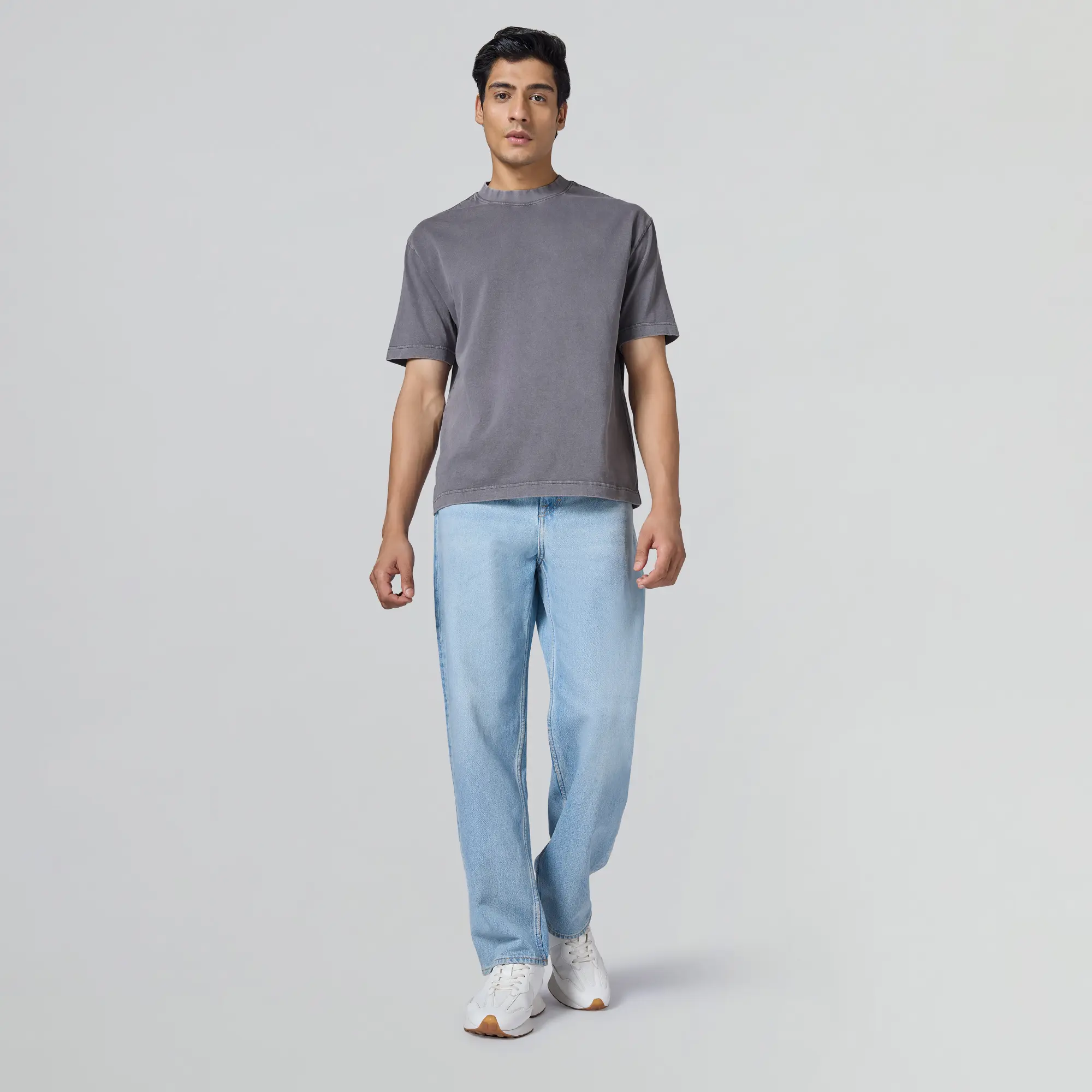 Haze Relaxed Fit Washed T-shirt - Graphite Grey - Image 3