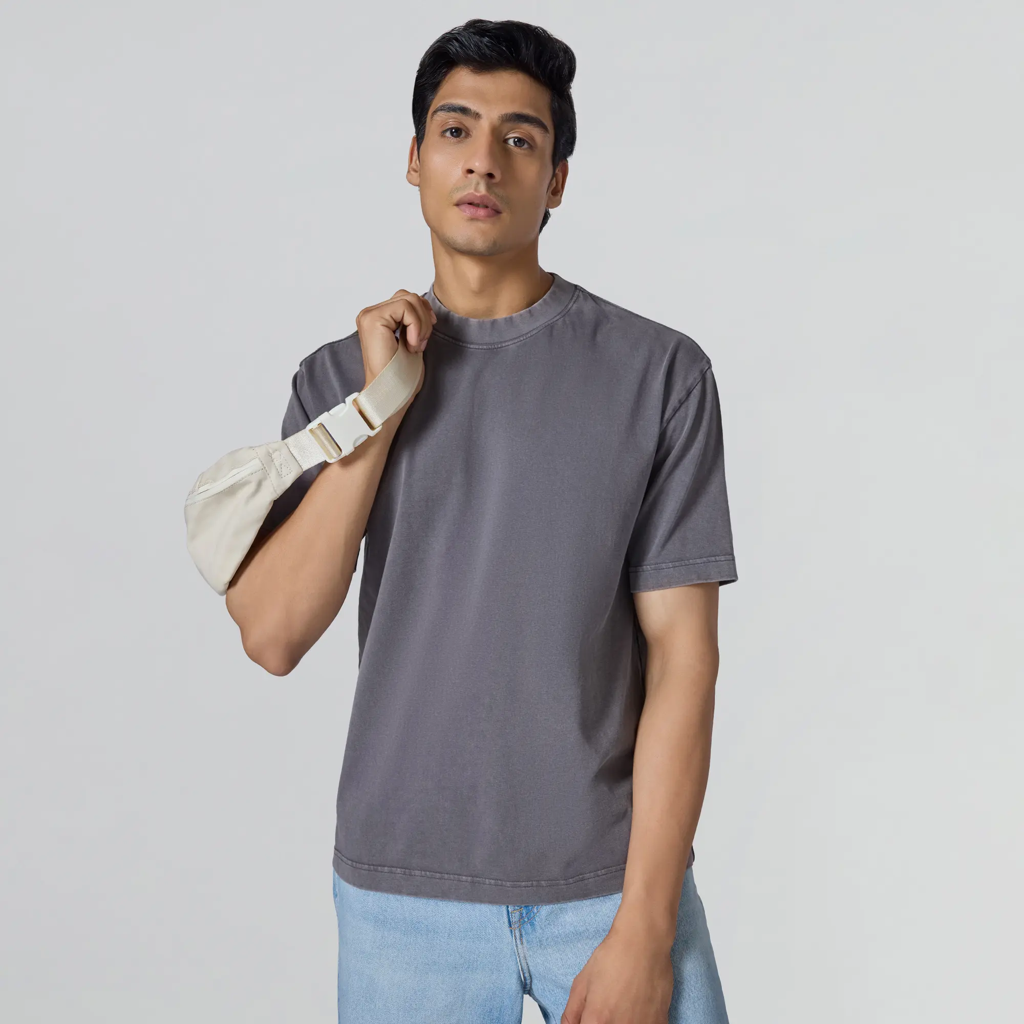 Haze Relaxed Fit Washed T-shirt - Graphite Grey - Image 5