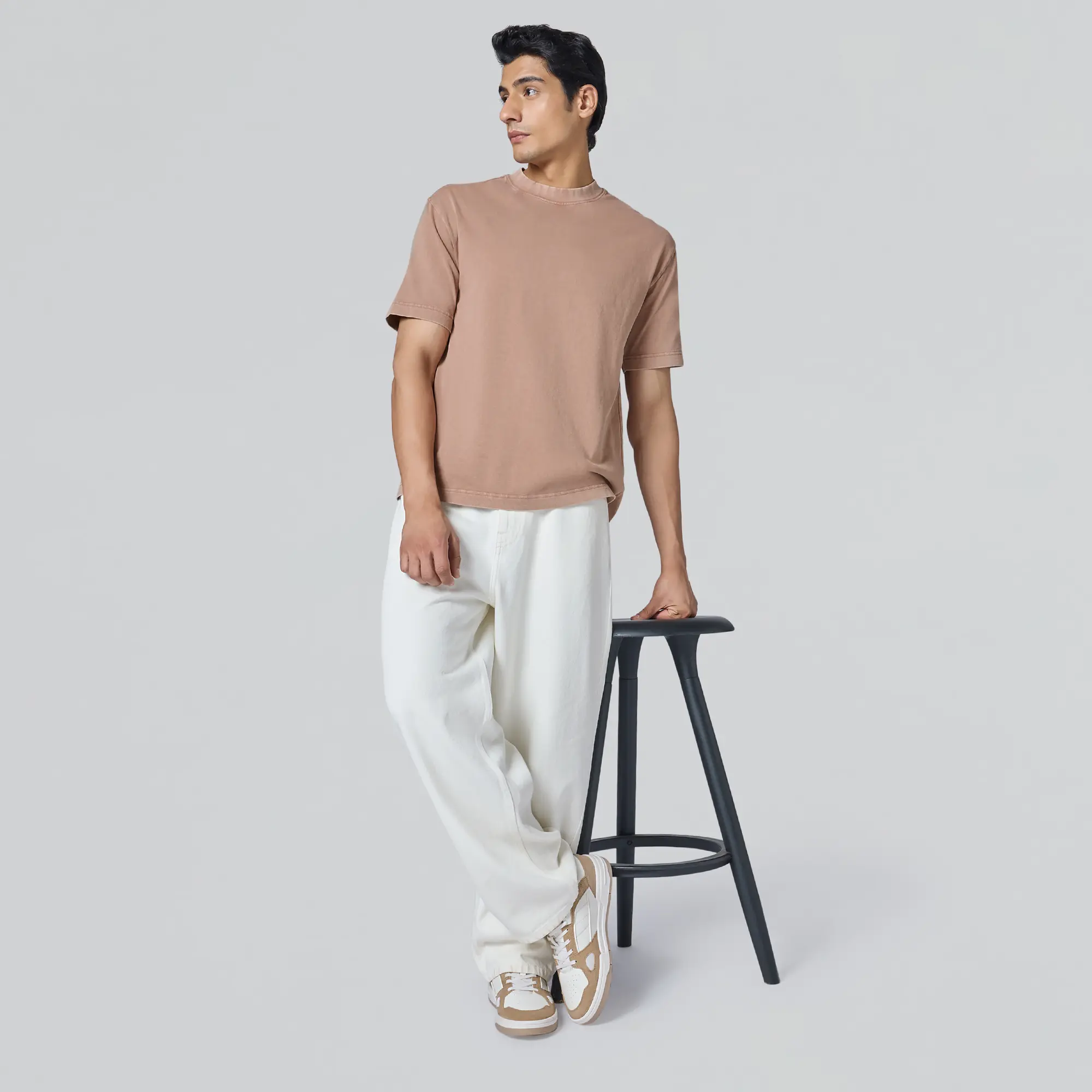 Haze Relaxed Fit Washed T-shirt - Mocha Brown - Image 3
