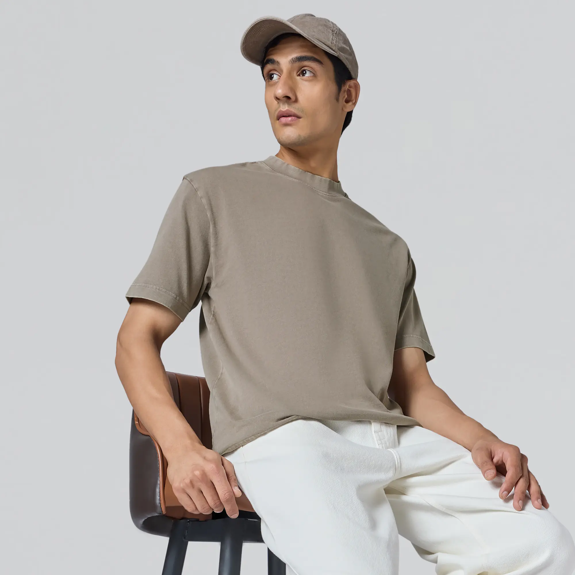 Haze Relaxed Fit Washed T-shirt - Smokey Grey - Image 5