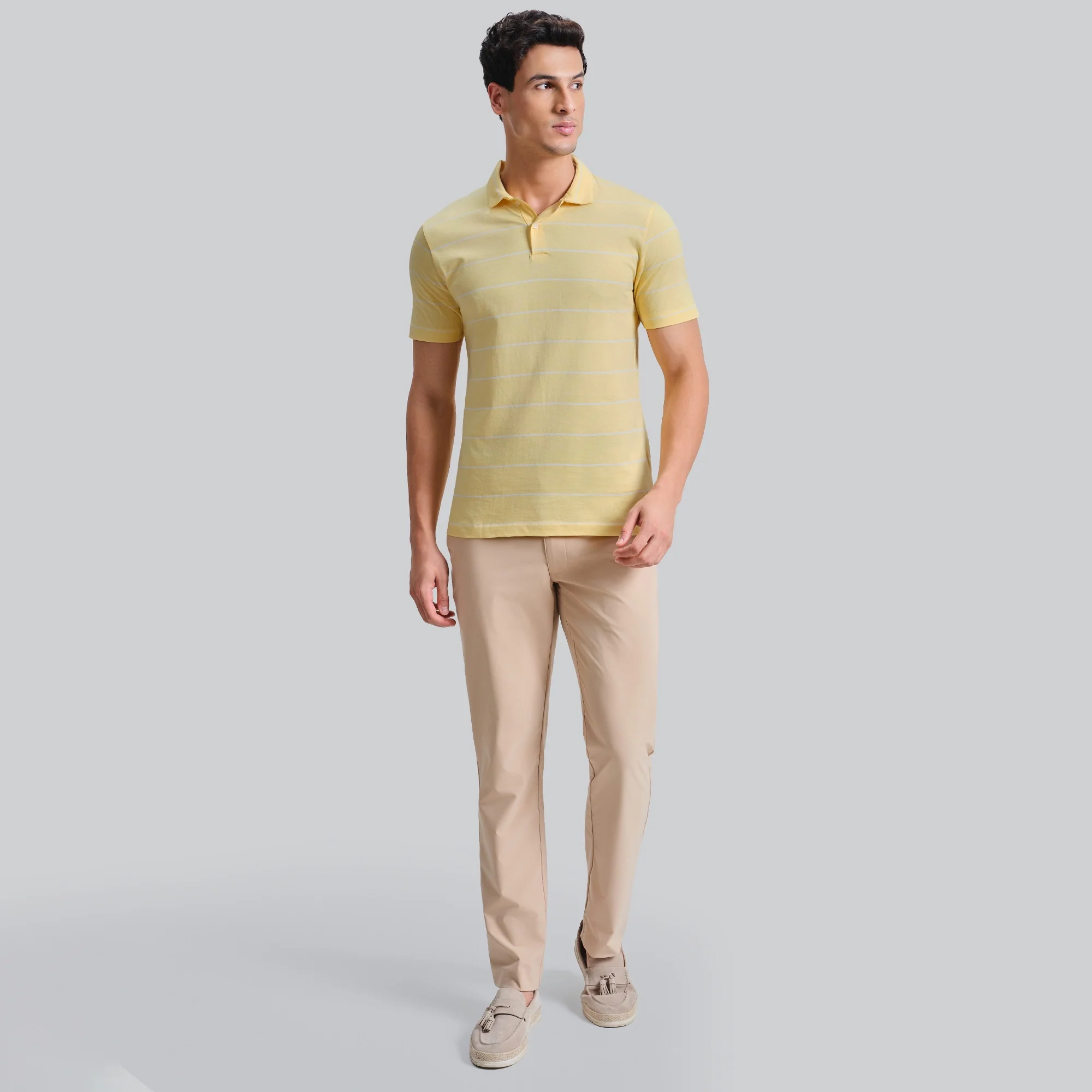 Linea Cotton Polo T-shirt - Butter Yellow - Image 3