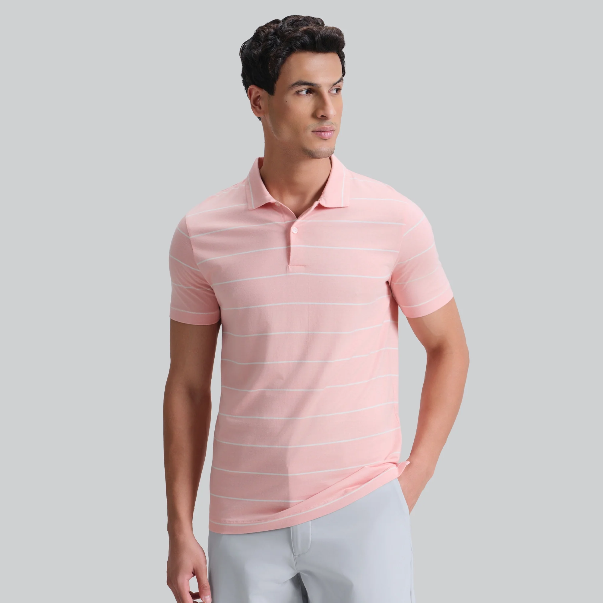 Linea Cotton Polo T-shirt - Coral Pink - Image 2