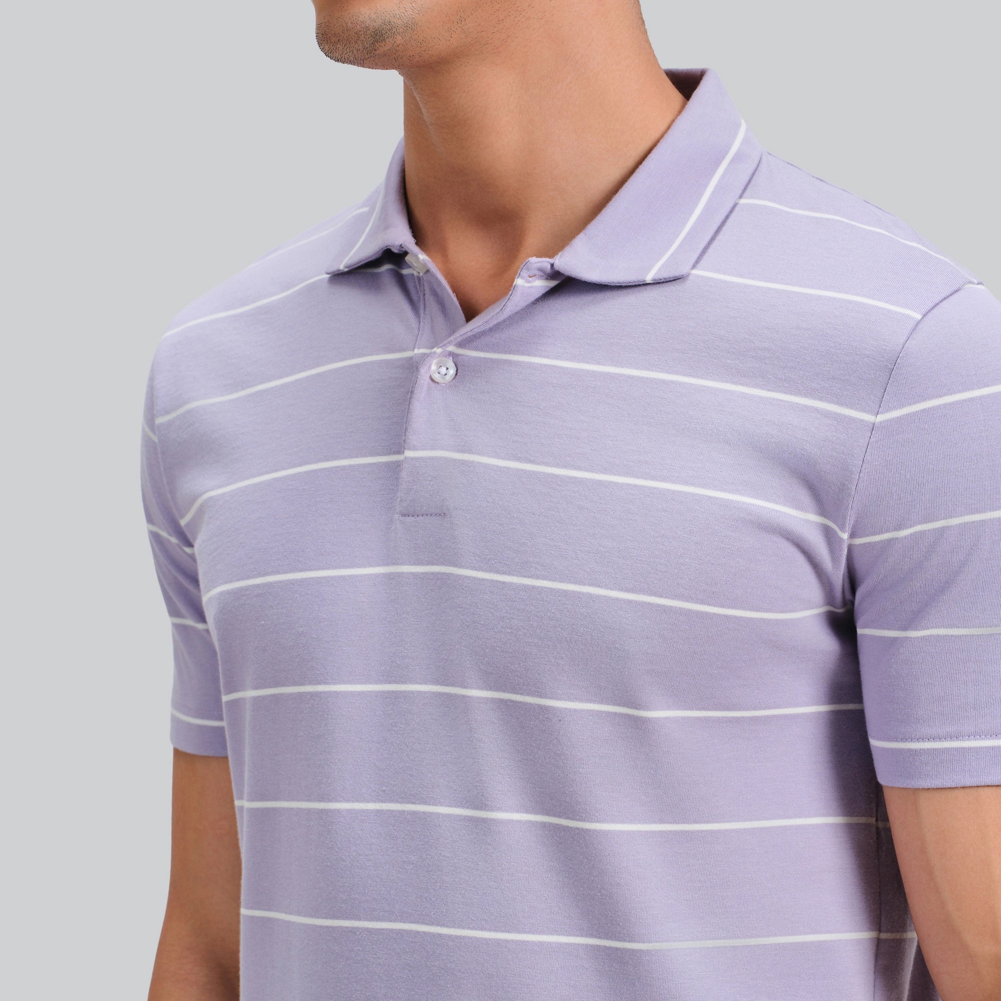 Linea Cotton Polo T-shirt - Misty Lilac - Image 5