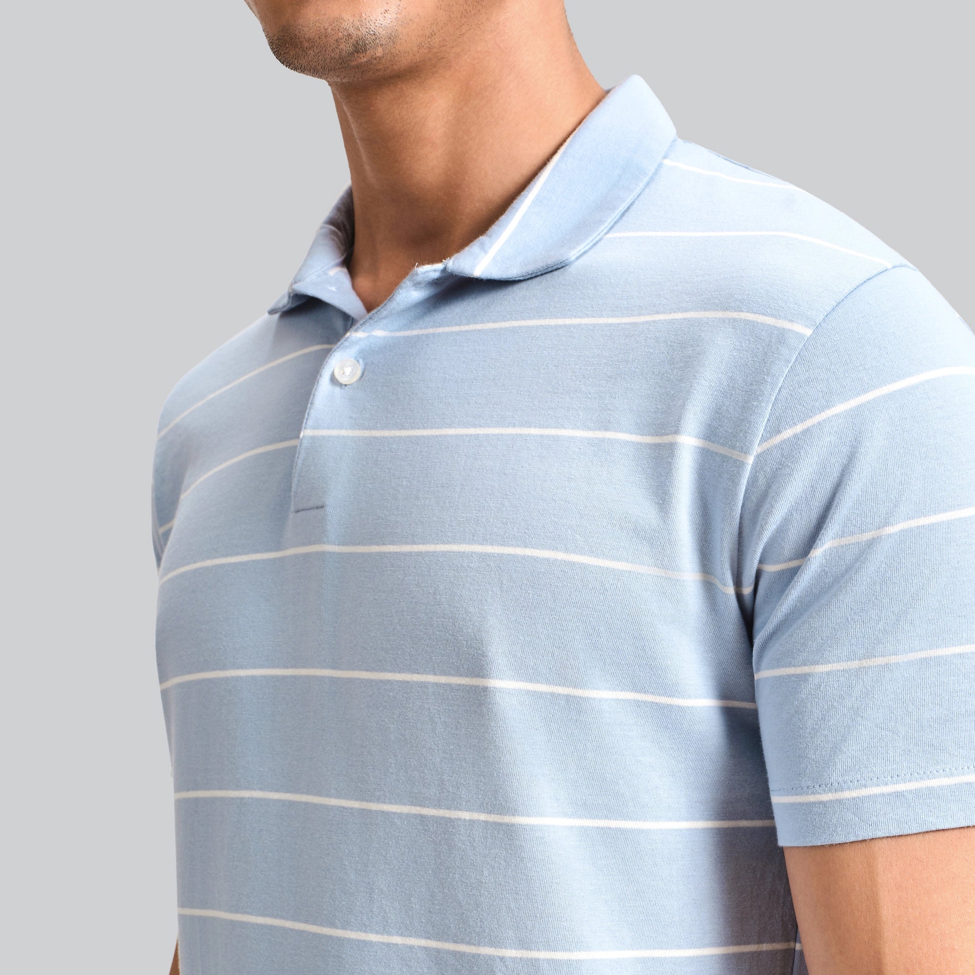 Linea Cotton Polo T-shirt - Sky Blue - Image 5