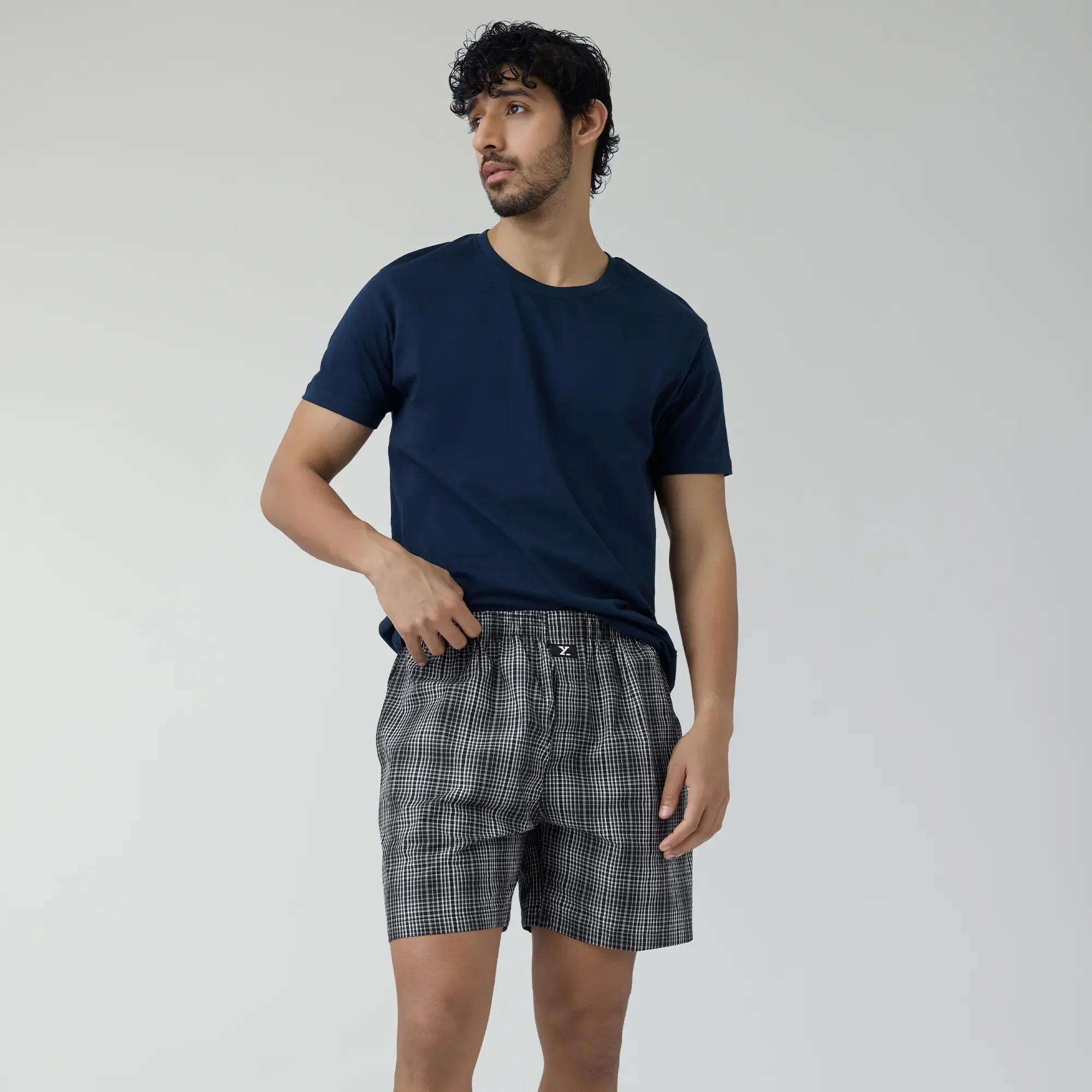 Checkmate Combed Cotton Boxer Shorts Smoke Grey - Image 3