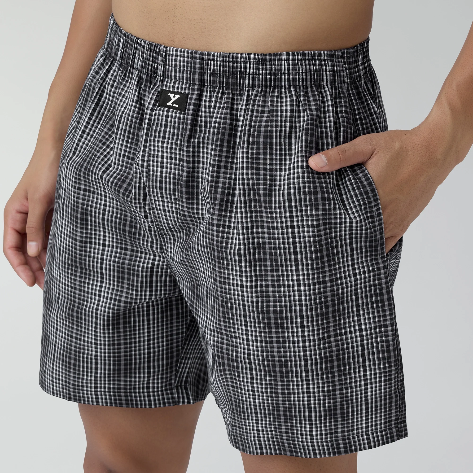 Checkmate Combed Cotton Boxer Shorts Smoke Grey - Image 6