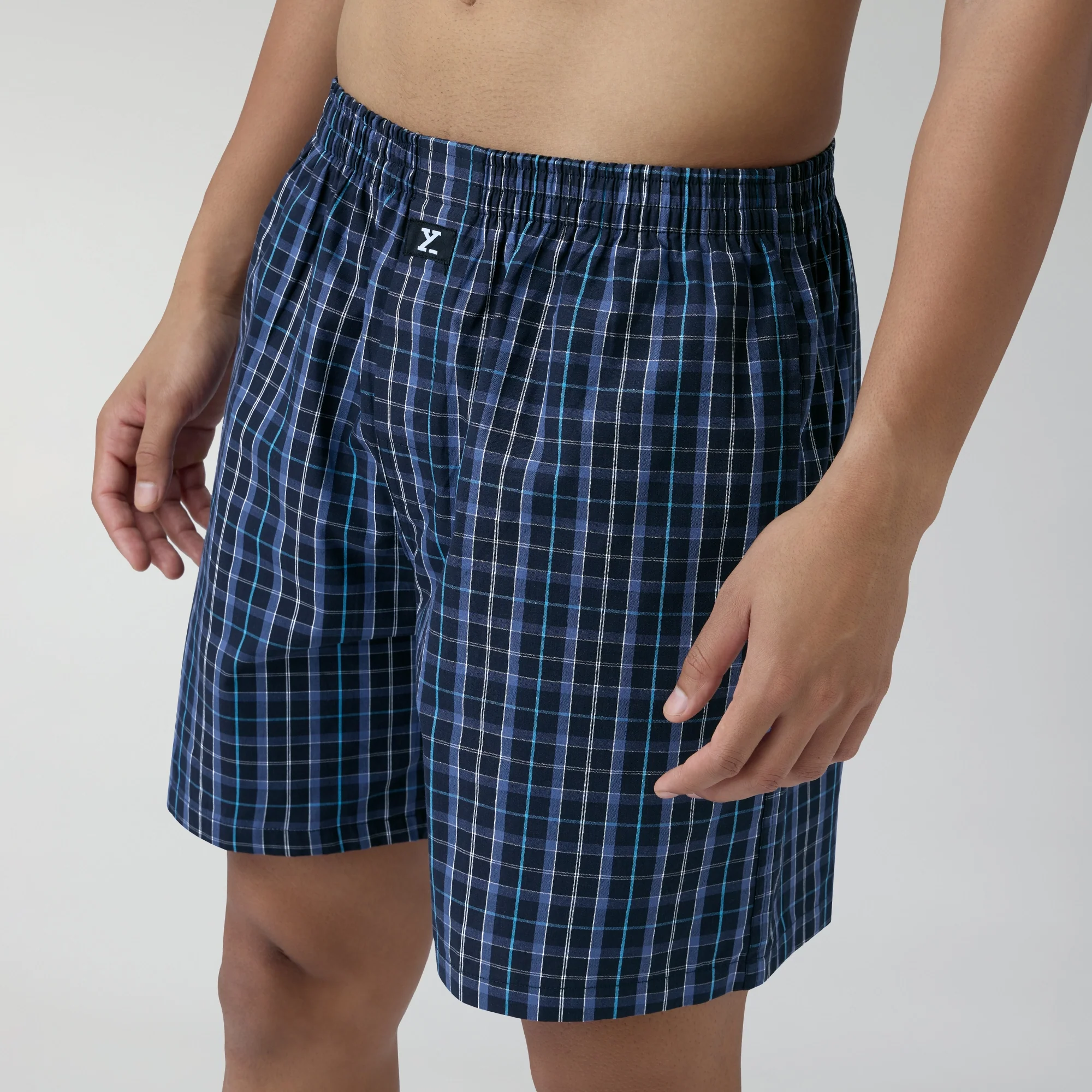 Checkmate Combed Cotton Boxer Shorts Midnight Blue - Image 6