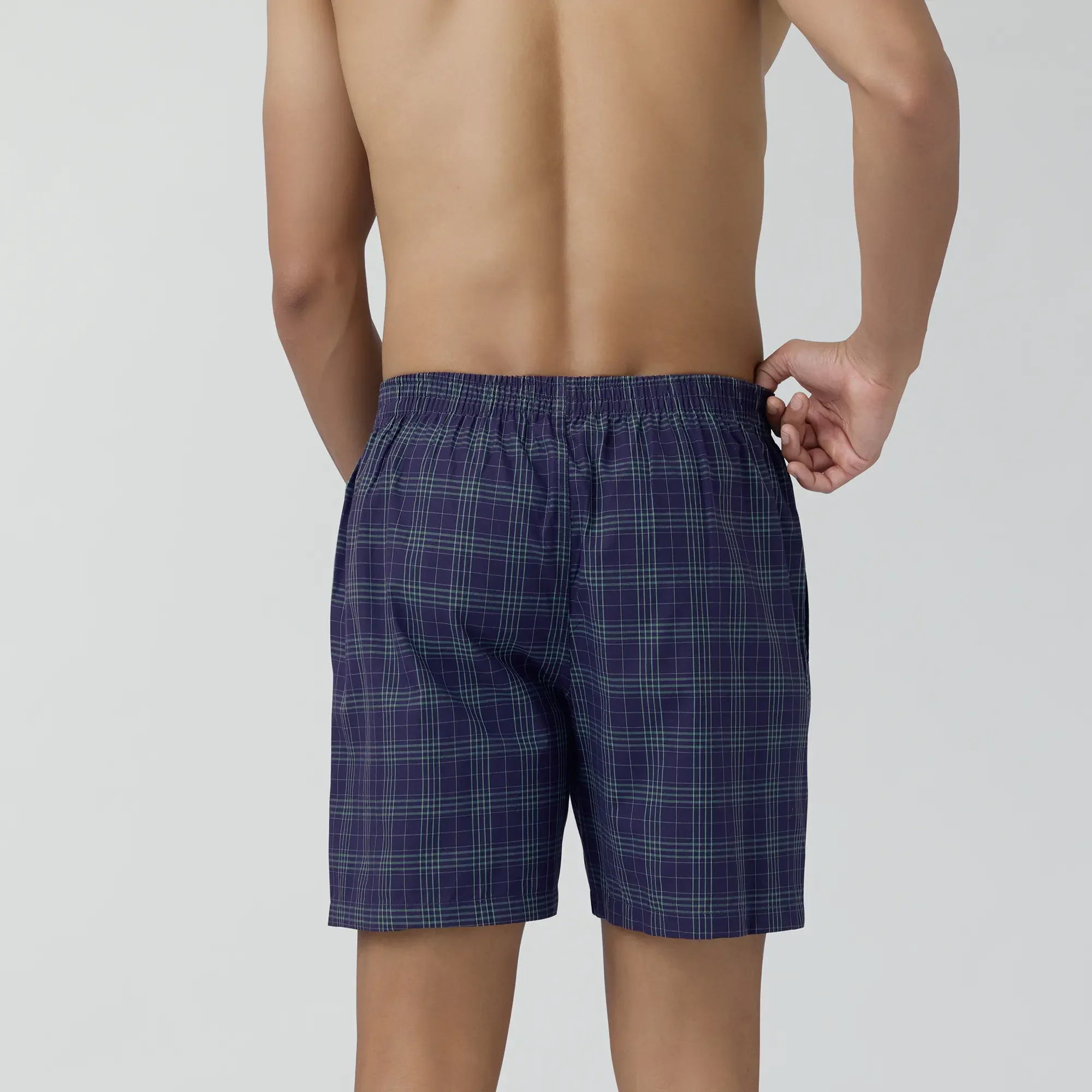 Checkmate Combed Cotton Boxer Shorts Storm Blue - Image 4