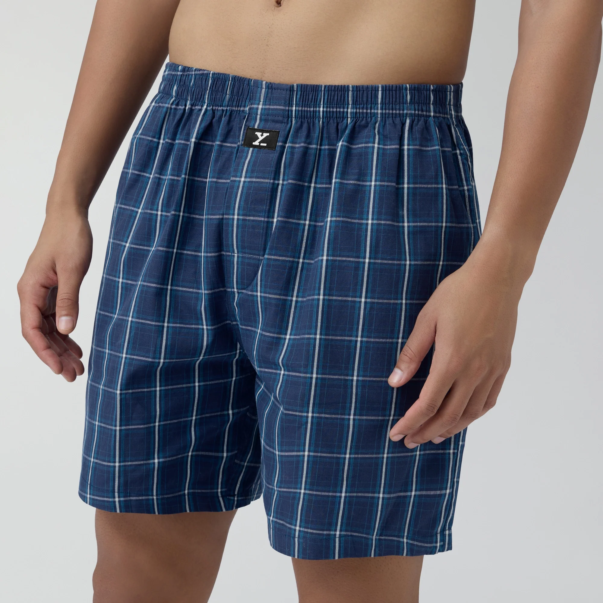 Checkmate Combed Cotton Boxer Shorts Vivid Blue - Image 6