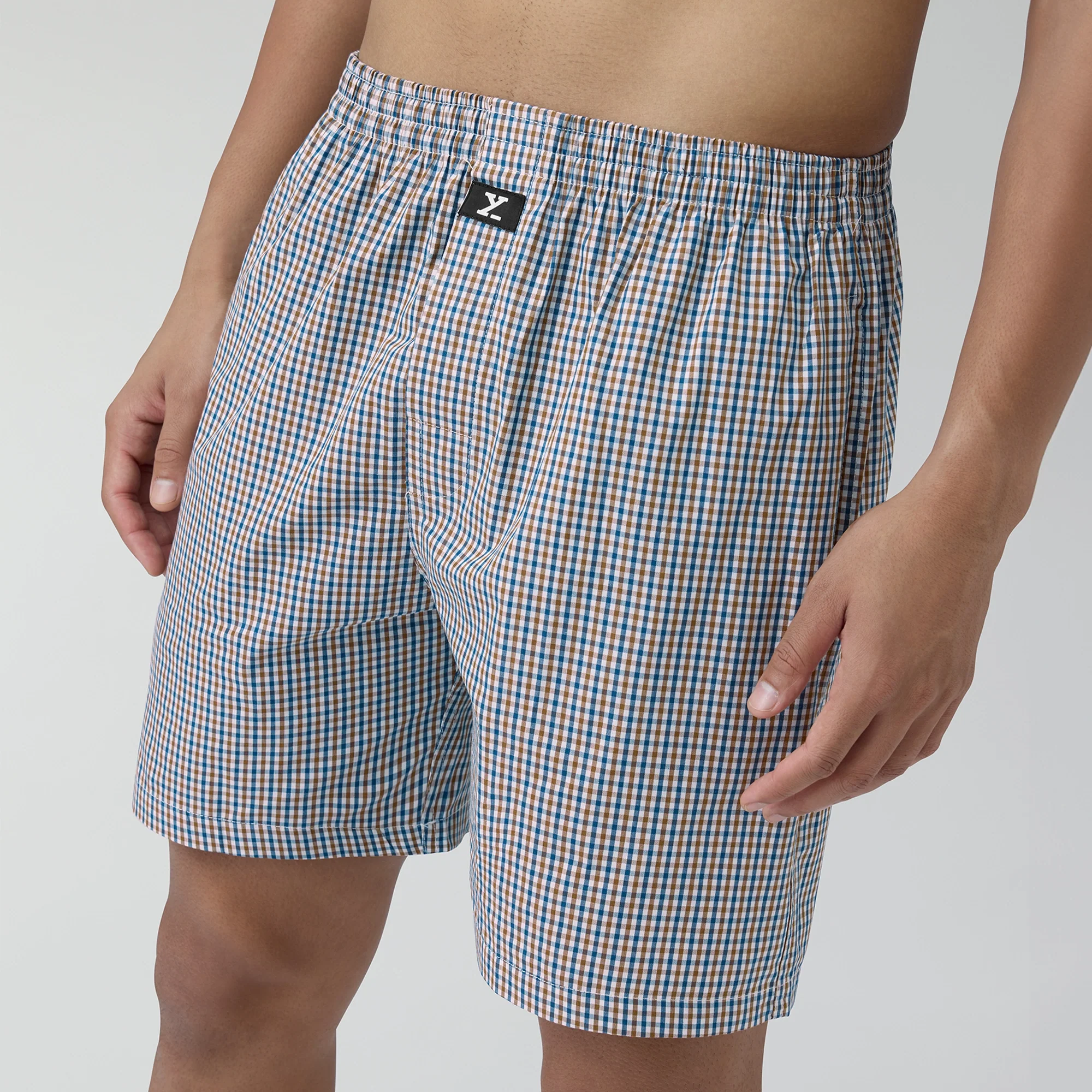 Checkmate Combed Cotton Boxer Shorts Sandy Grey - Image 6