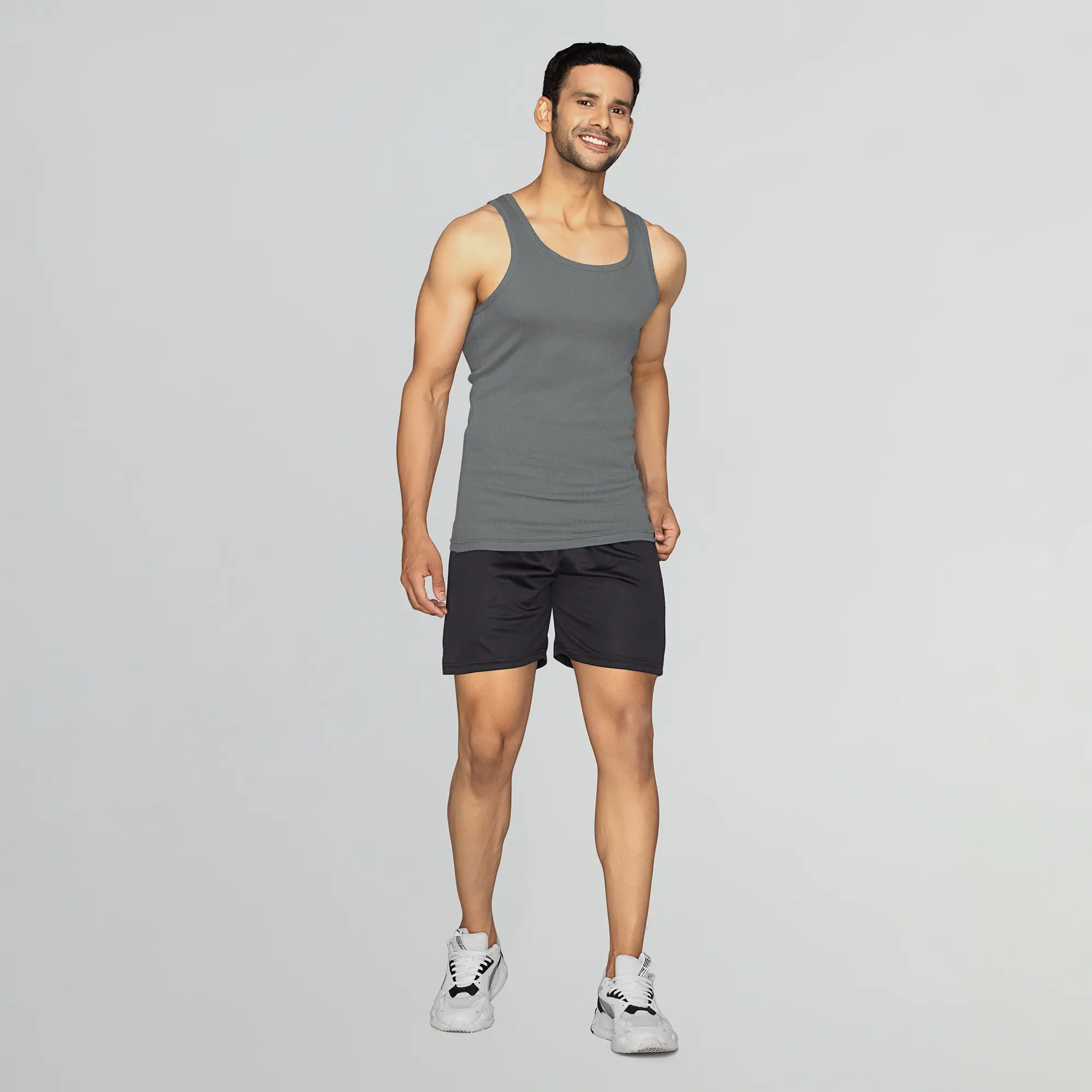 Nova Round Neck Racer Back Vest Ash Grey - Image 2