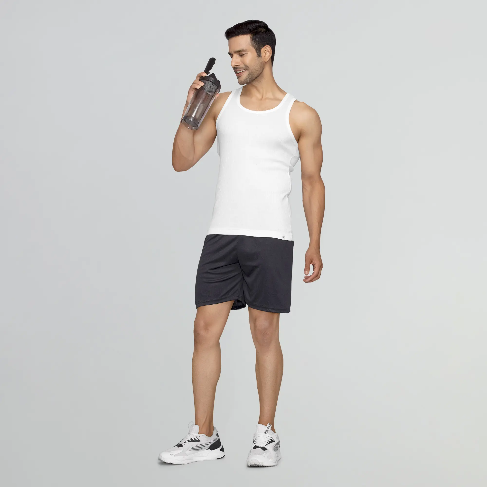 Nova Round Neck Racer Back Vest Polar White - Image 3