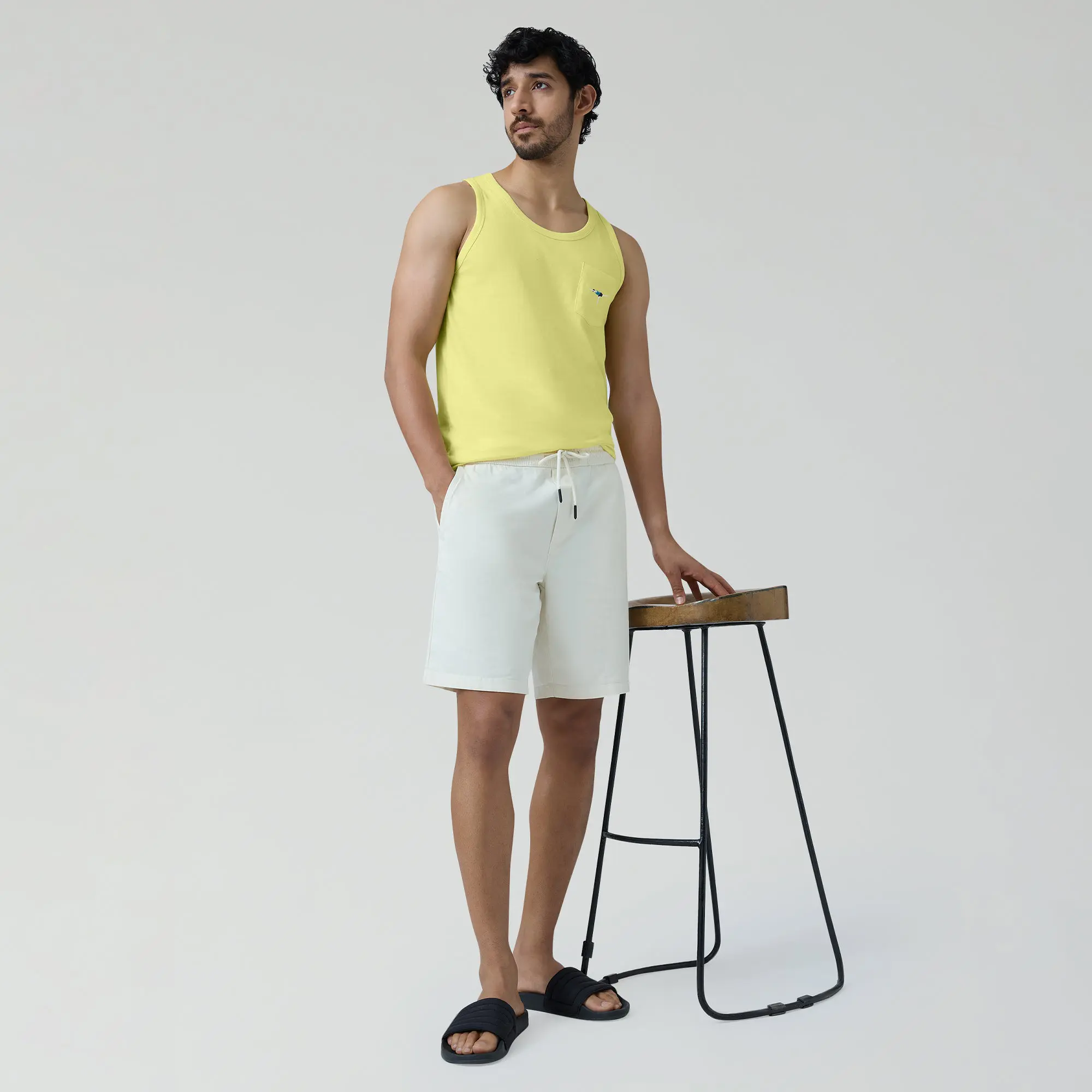 Renew Combed Cotton Tank Tops Butter Yellow - Image 3