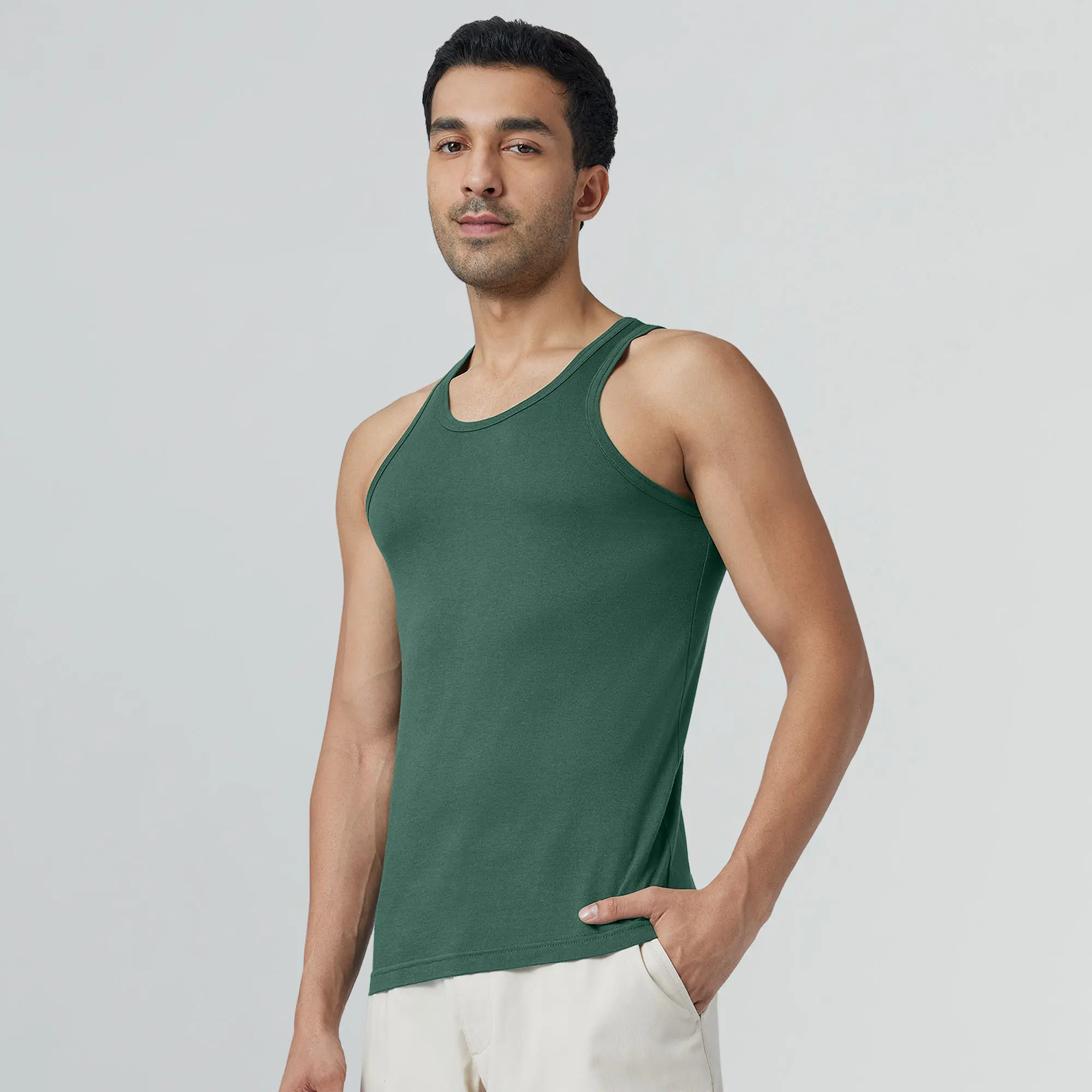 Ace Modal-Cotton Vest Forest Green - Image 3