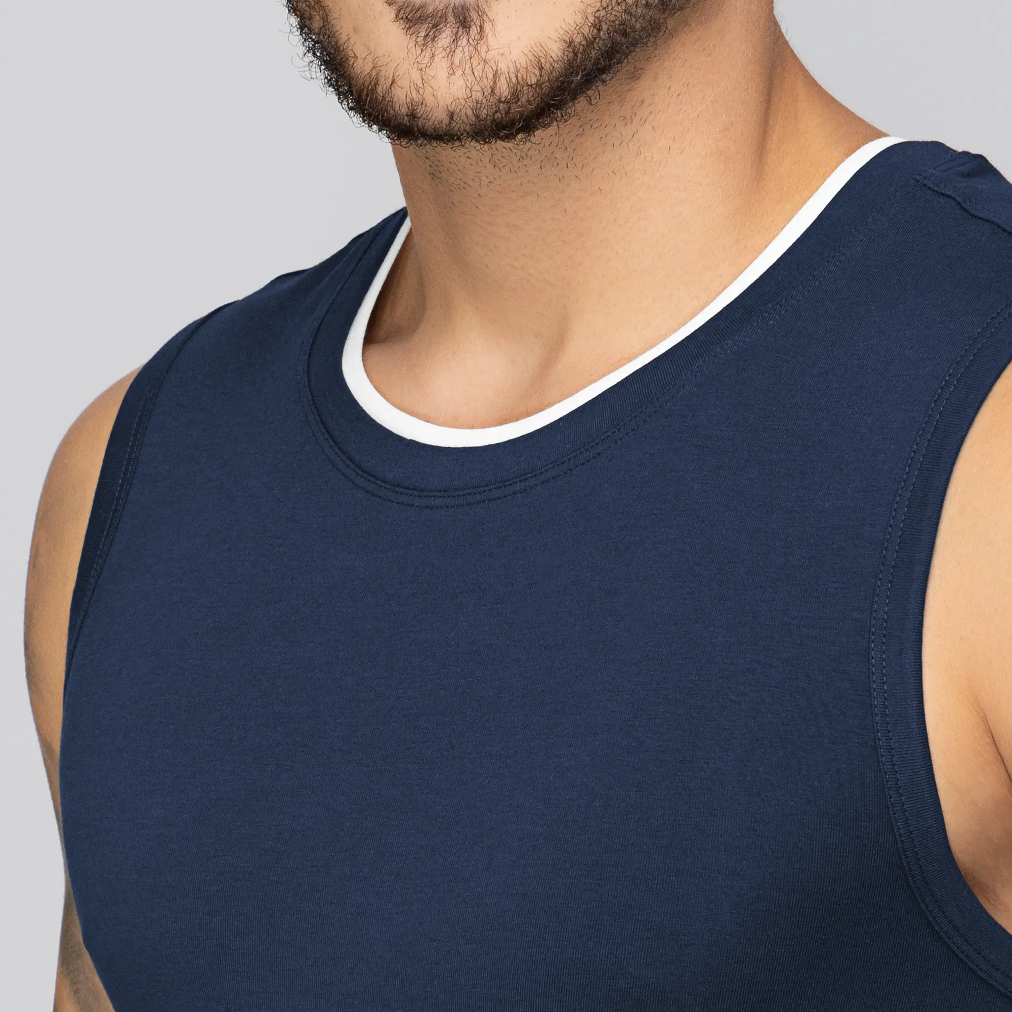Activo Combed Cotton Gym Vest Estate Blue - Image 6