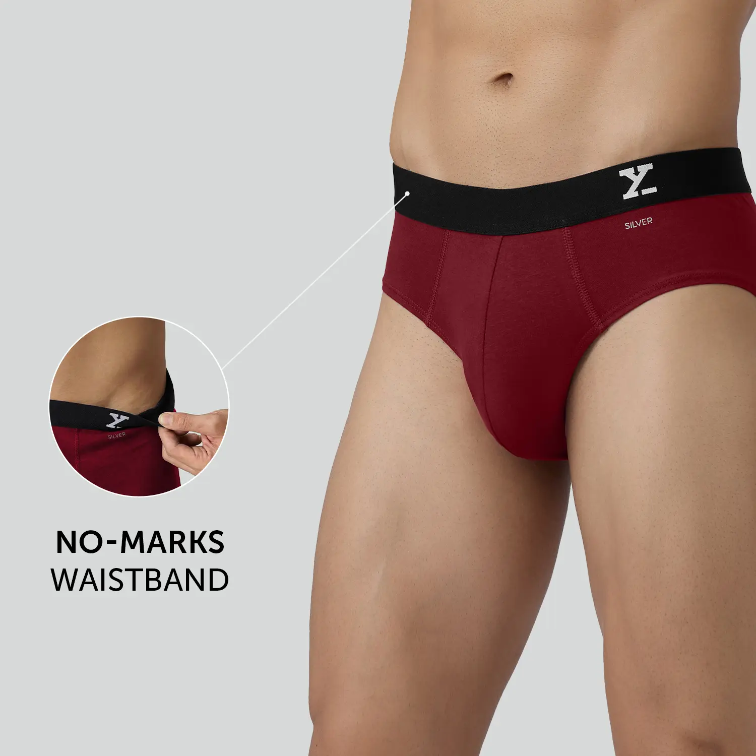 Aero Silver Cotton Briefs Bold Burgundy - Image 4
