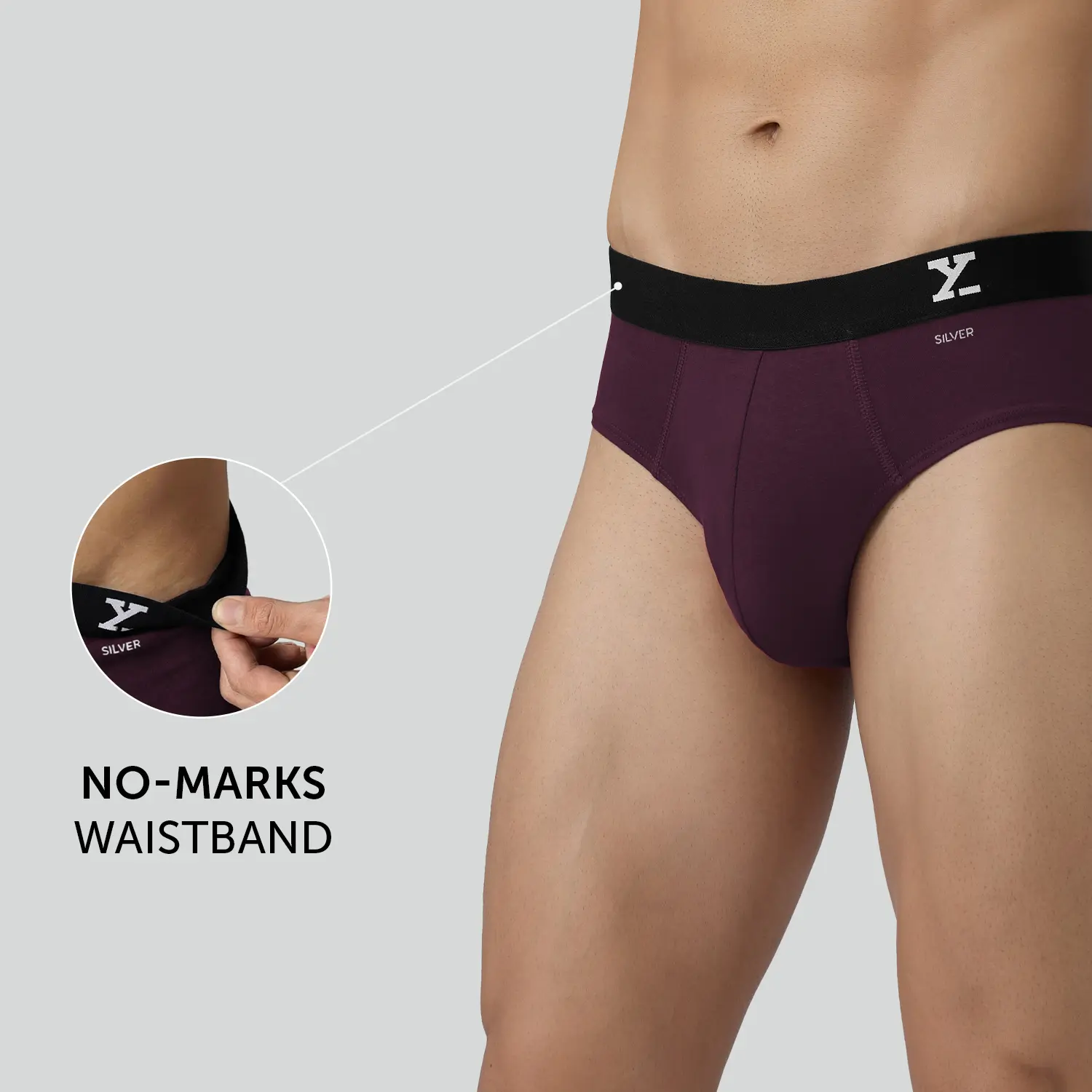 Aero Silver Cotton Briefs Plum Red - Image 4
