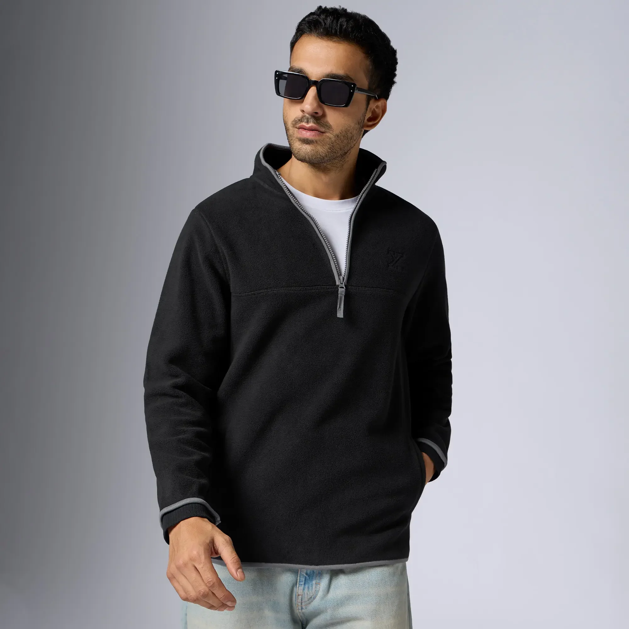 Mens Alterra Polar Fleece Jackets Pitch Black - Image 3