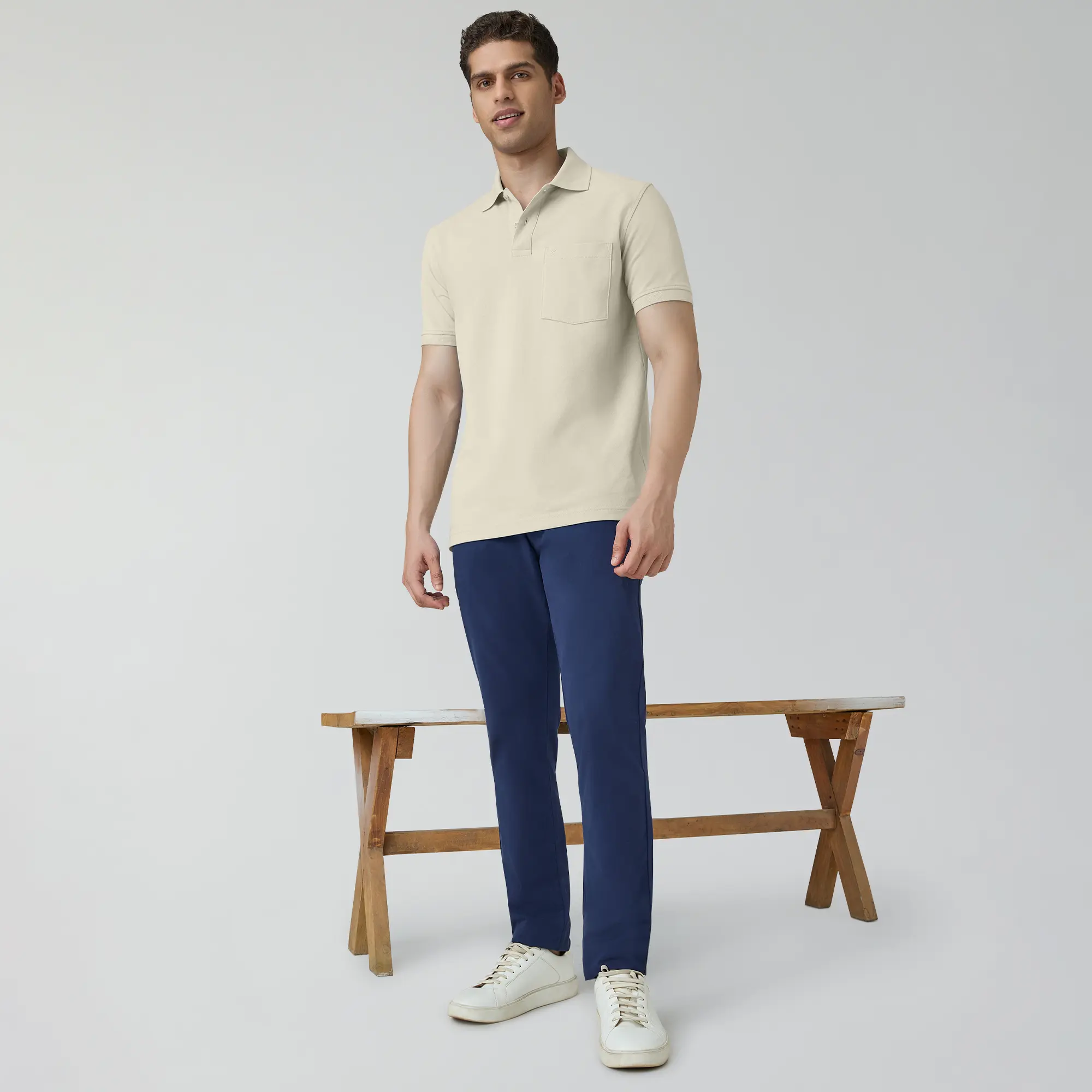Code Polo T-shirts Almond White - Image 3