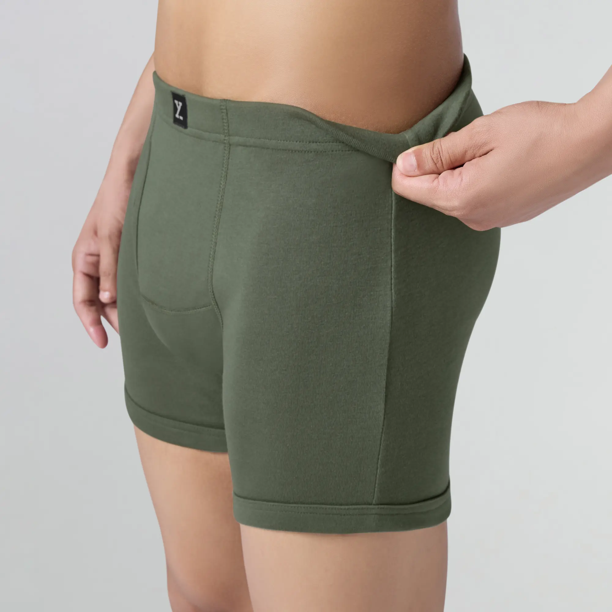 Nova Cotton Boxer Briefs (Inner Elastic) - Olive Green - Image 4